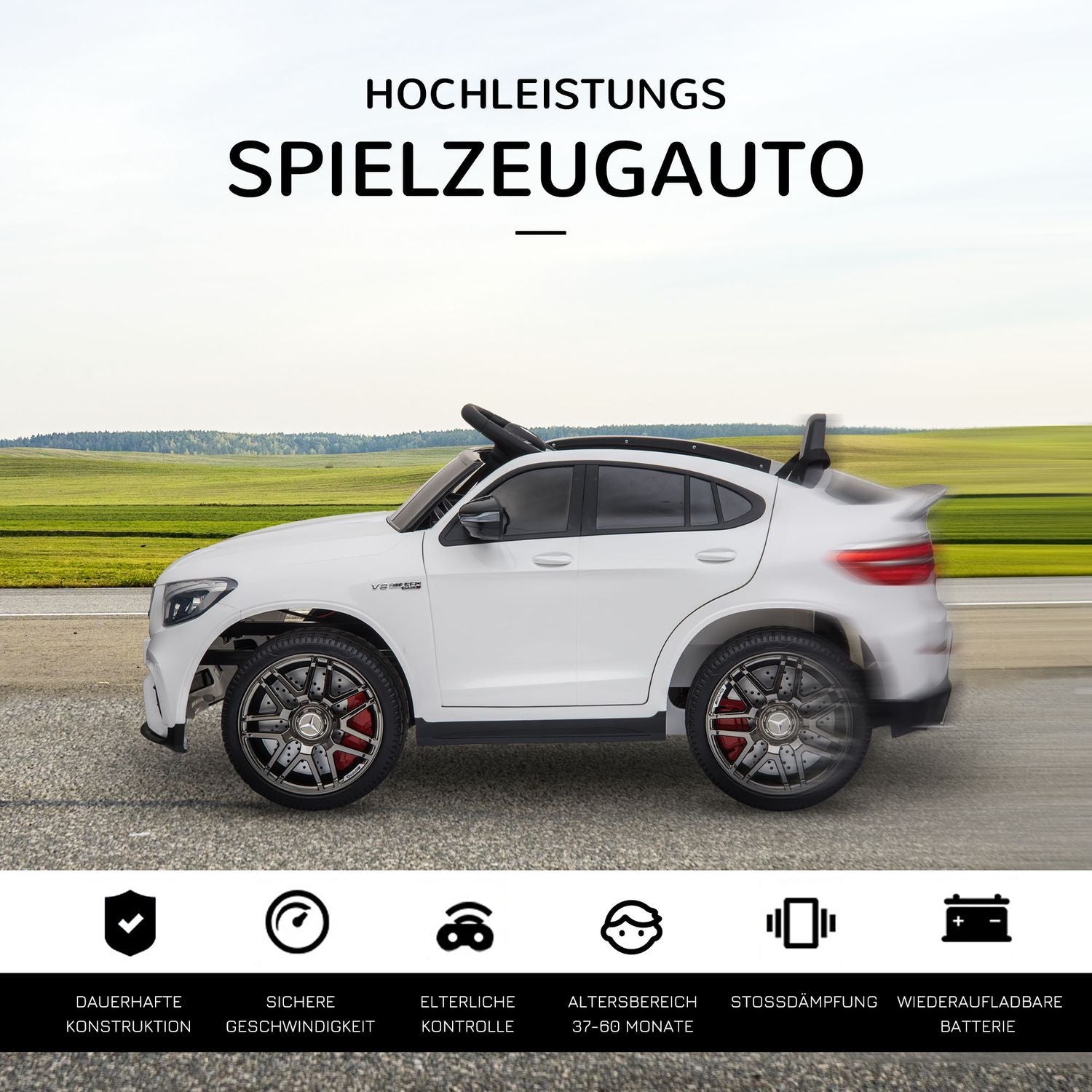 Mercedes-Benz Amg Gla45 Licensierad Elbil För Barnfordon Med Fjärrkontroll, Mp3, Säkerhetsbälte, 37-60 Månader, Vit