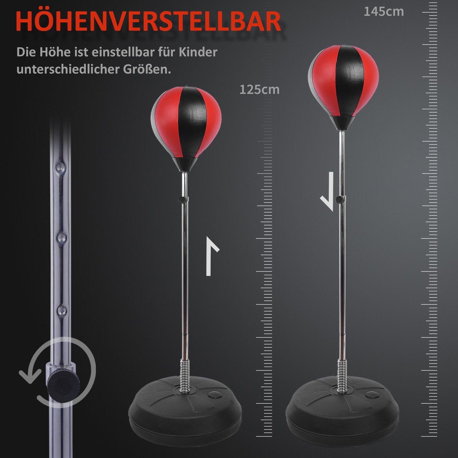 Punching Ball Sett Stand Box Høydejusterbar 125-145 Cm Hansker Pump Profesjonell og nybegynner