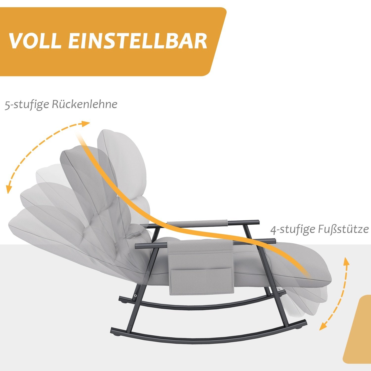 Gungstol Relax Stol Fotstöd Gungstol Sidoficka Justerbart Ryggstöd Upp Till 120 Kg Mikrofibergrå