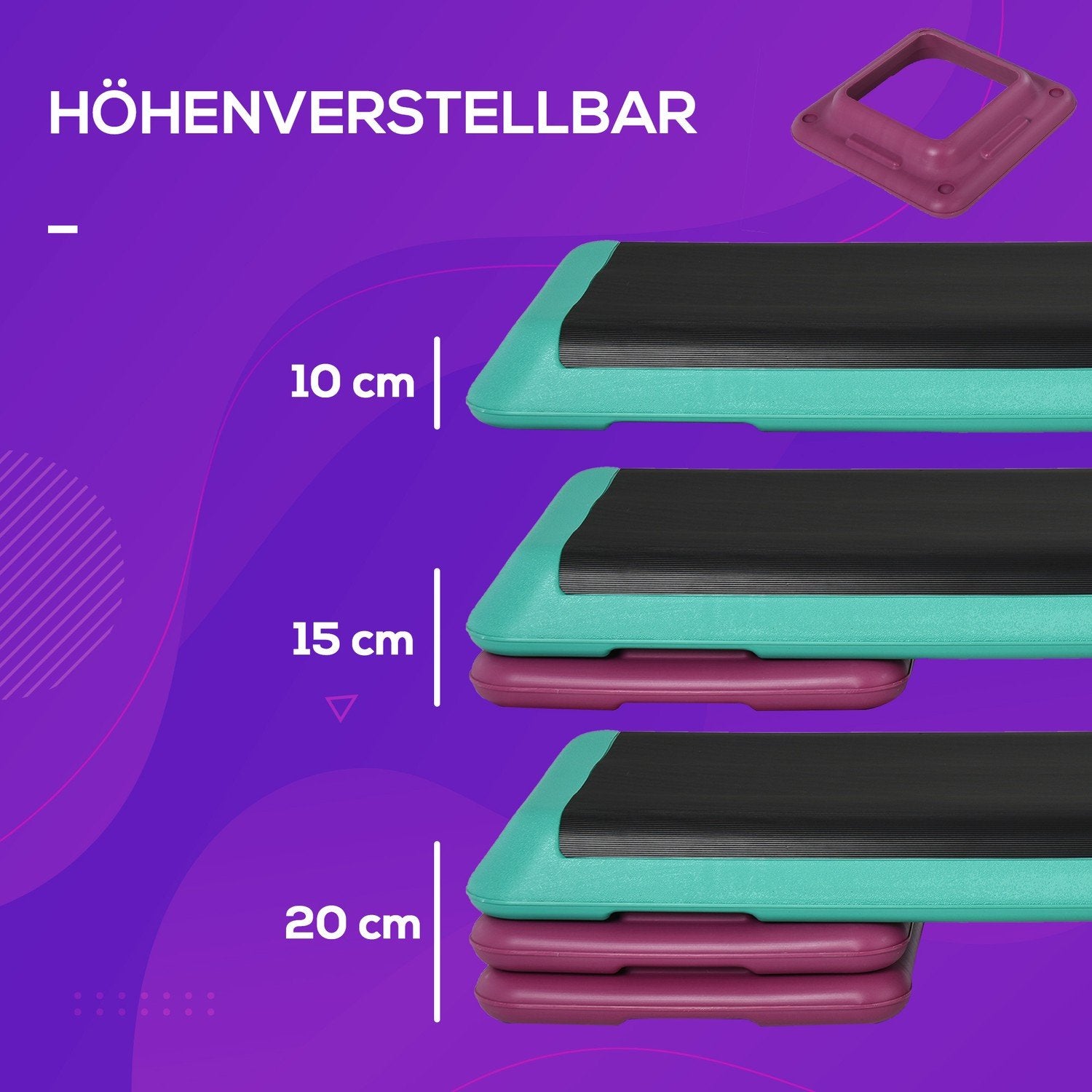 Stepping Board Aerobic Fitness Treningssykkel Stepper Høydejusterbar 10Cm/15Cm/20Cm Pvc Pp Svart+Grønn+Lilla 110 X 40 X 20 Cm