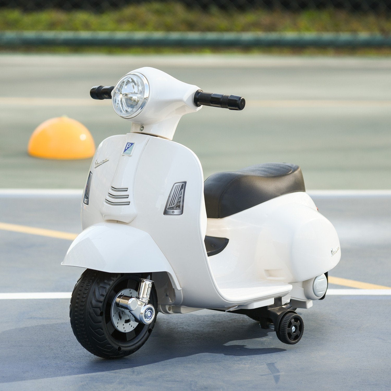 Vespa Elmotorsykkel Barnemotorsykkel, 18-36 mnd, 3 Km/T, Led lys og lyd, Pp Plast &amp; Metall, Hvit, 66,5X38X52Cm