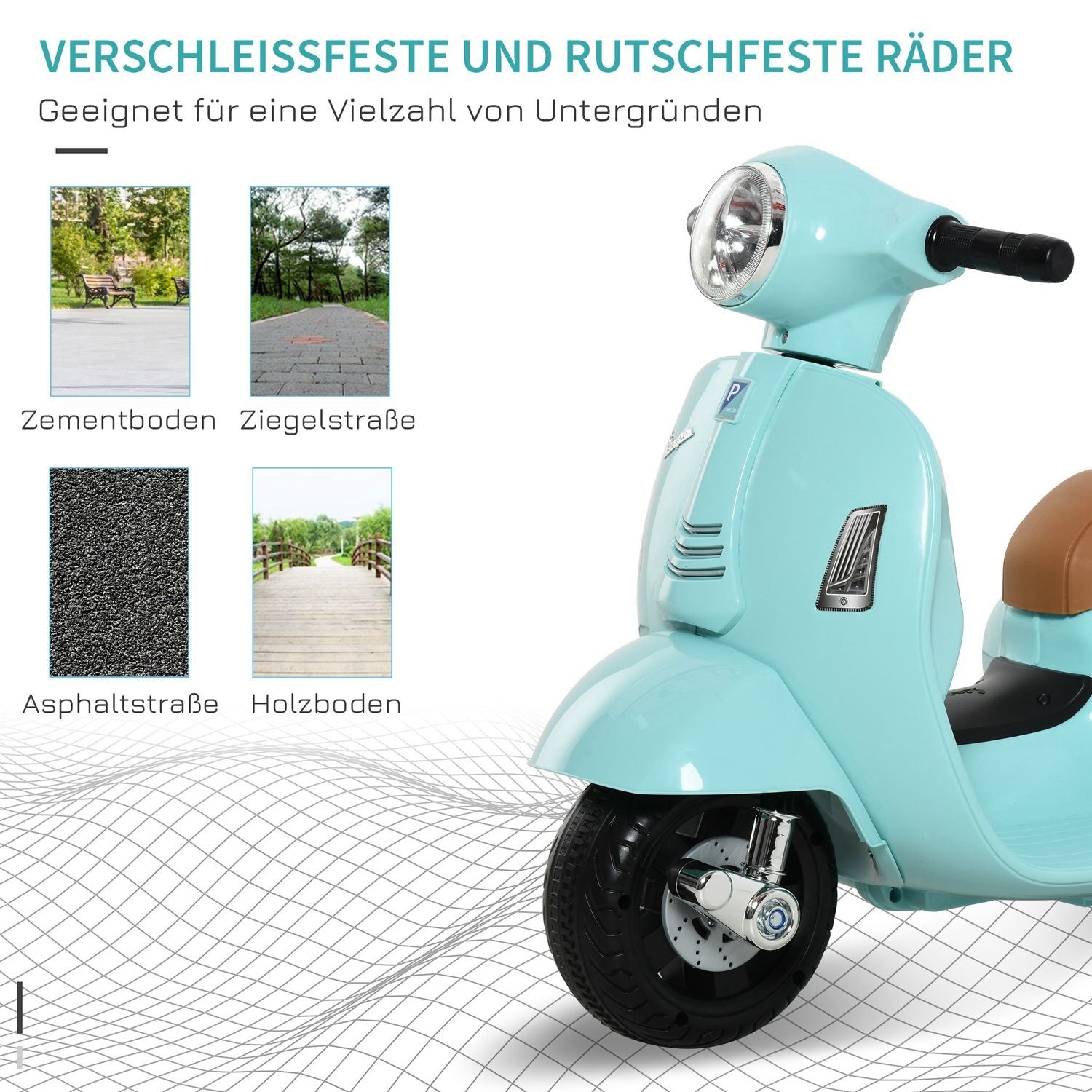 Vespa Elmotorcykel Barnmotorcykel Elfordon 18-36 Månader 3 Km/H Led-Ljusljud Pp Plast Metall Grön 66,5 X 38 X 52 Cm