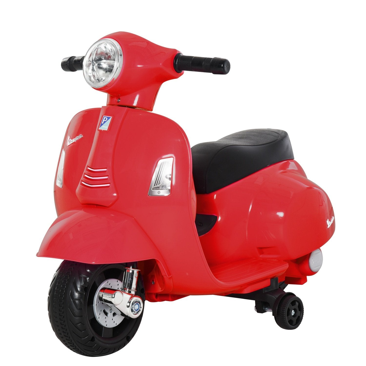 Vespa El-motorsykkel Barnemotorsykkel El-kjøretøy 18-36 mnd 3 Km/H Led lys Lyd Pp Plast Metall Rød 66,5 X 38 X 52 Cm