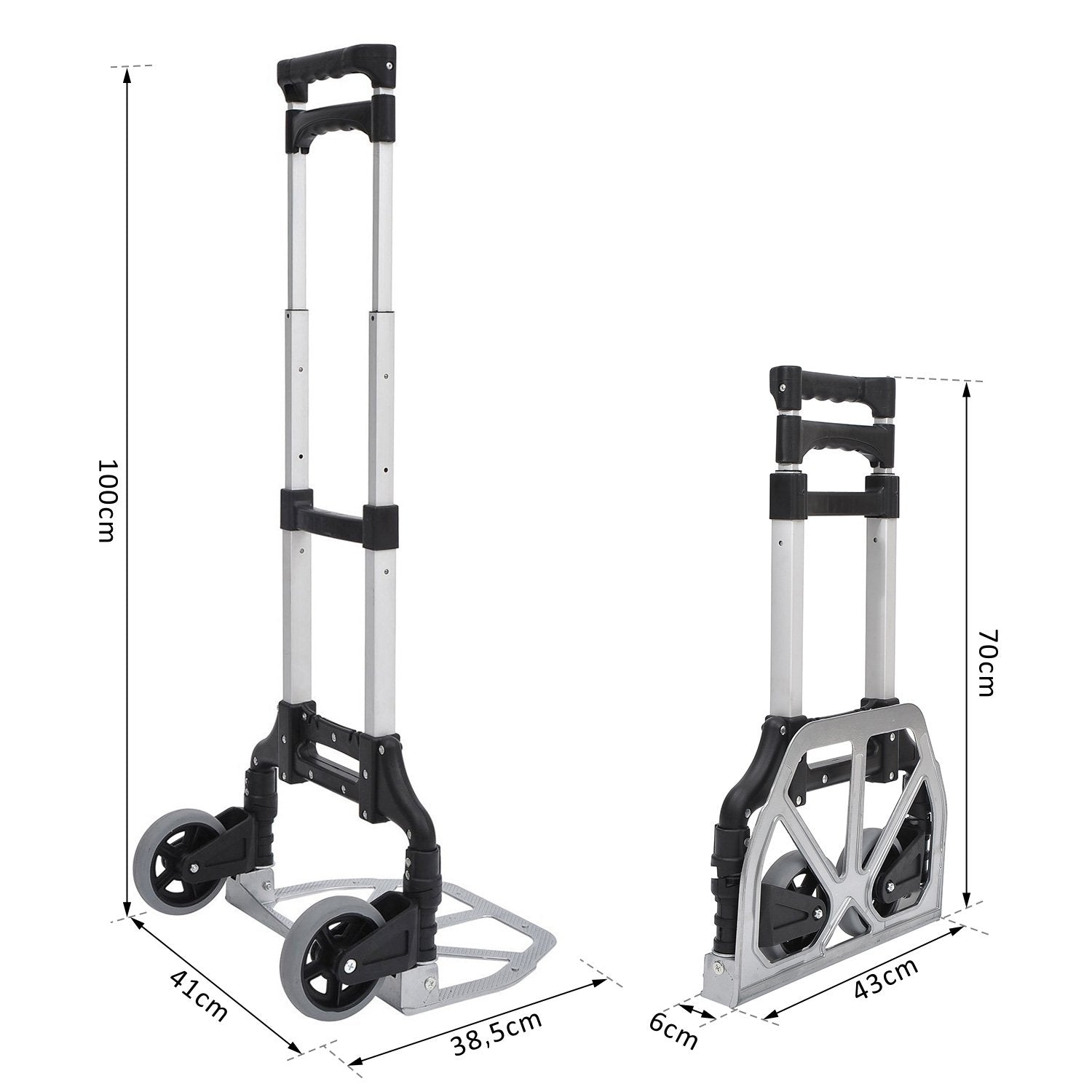 Sekkebil i aluminium Sammenleggbar stabler Aluminium Maks. 70 kg