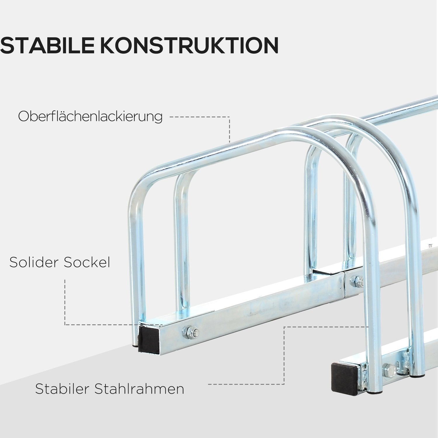 Cykelställ, Cykelställ, Väderbeständigt, Slitstarkt, Golv- Och Väggfäste, Stål, Upp Till 5 Cyklar, Silver, 145 X 33 X 27 Cm