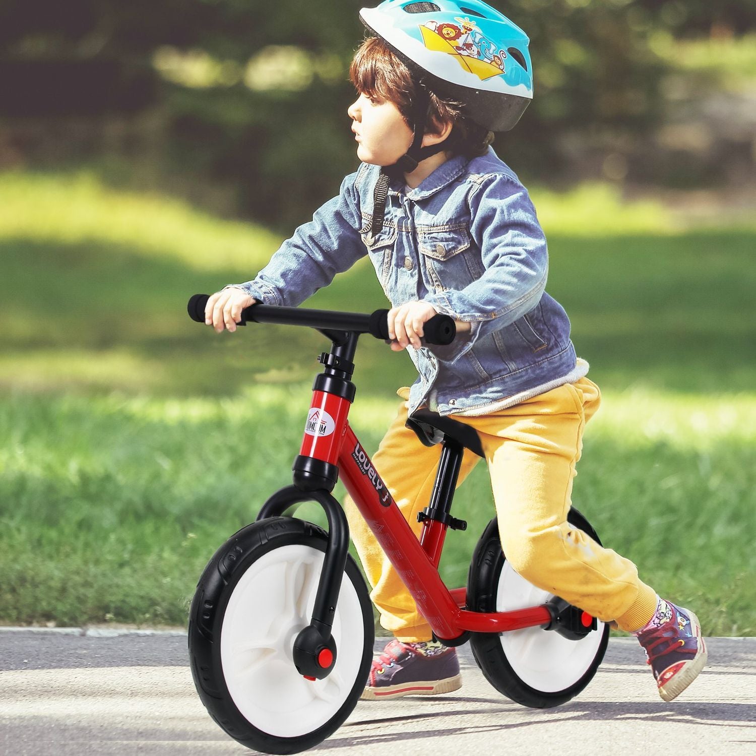 Barnesykkel balansesykkel med treningshjul og pedaler, 2-5 år, setehøydejusterbar, pp, rød