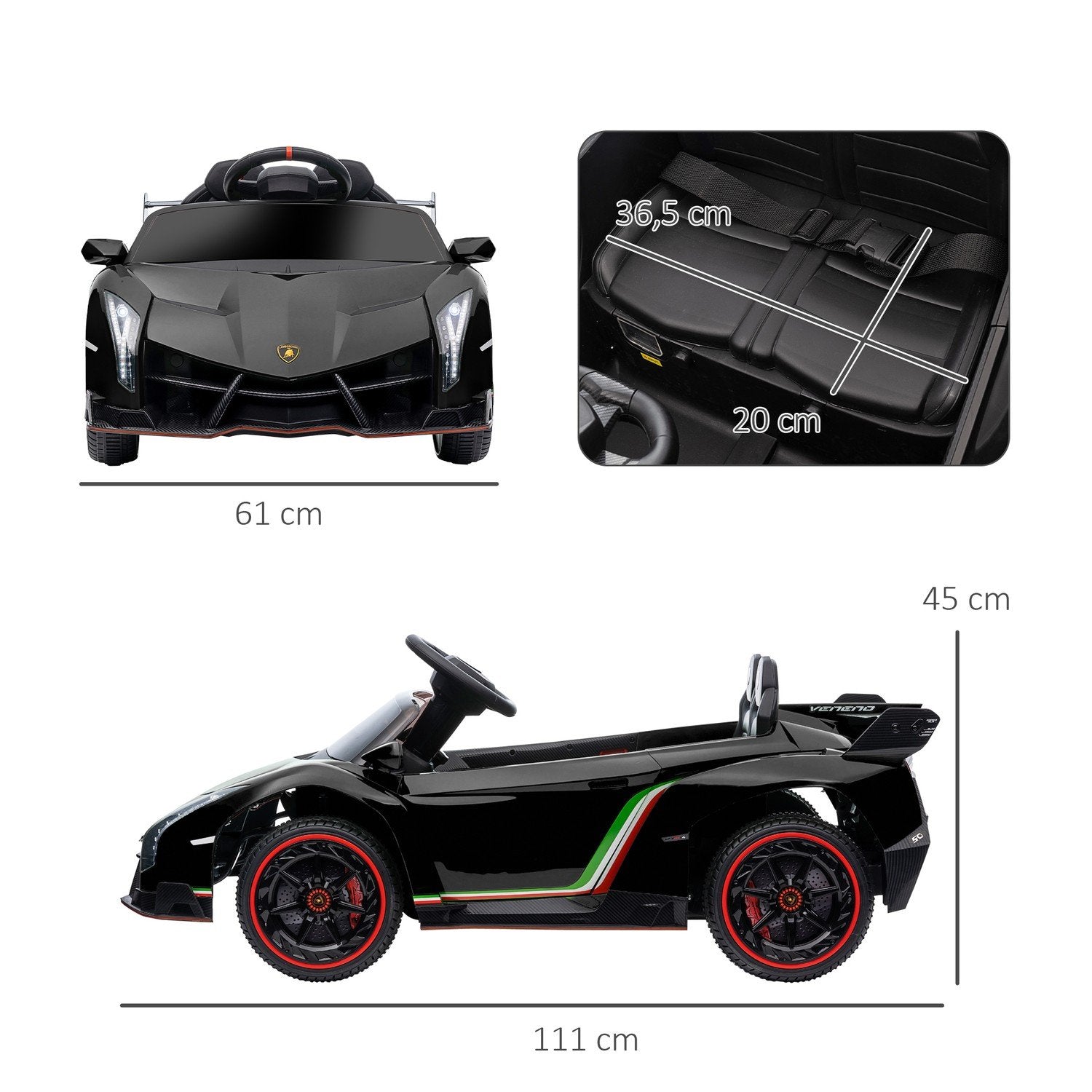 Barnebil 12V Barnebil Med Display, Fjernkontroll, Barnekjøretøy Med Bluetooth, Elbil Med Musikkfunksjon, Barnekjøretøy, For 3-6 År Barn, 3-7 Km/T, Svart