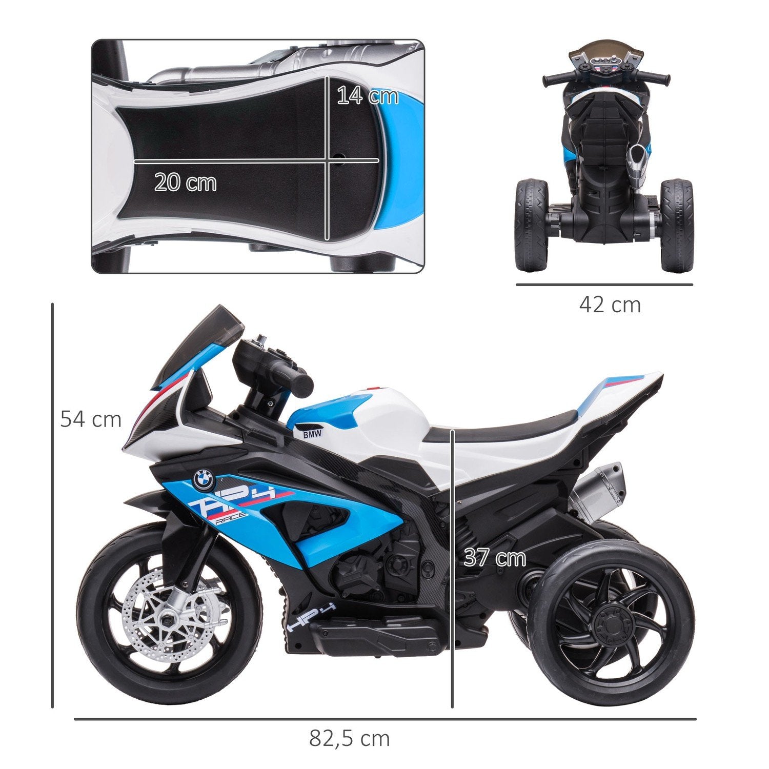 Barnemotorsykkel Barnemotorsykkel 6V elektrisk kjøretøy Elektrisk trehjulssykkel Barnekjøretøy med 3 musikkmoduser 2,5 km/t Elektrisk motorsykkel Fra 18 måneder