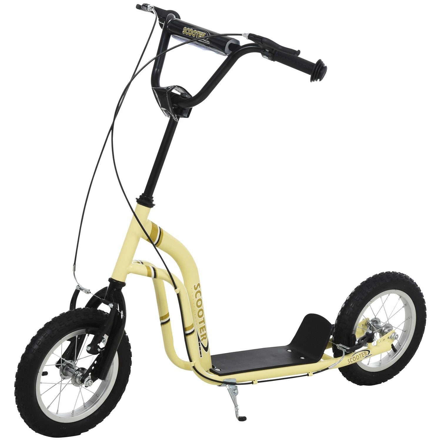 Barnescooter fra 5 år Scooter Barnescooter Byscooter Barnescooter Kickboard Med pneumatiske dekk 12 tommer Gummi Aluminium Beige 120 X 58 X 85-95 Cm