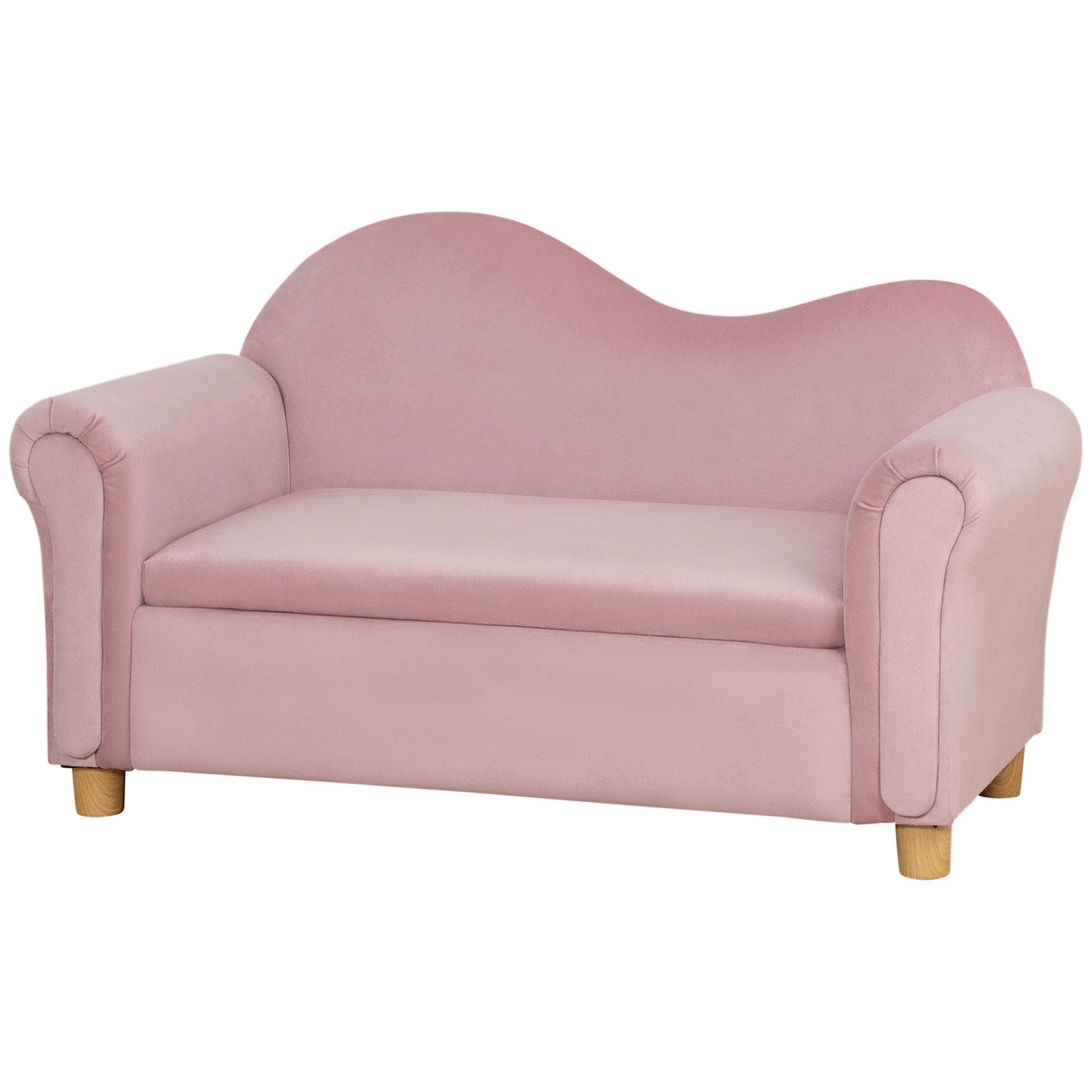 Barnesofa Oppbevaringsplass Rosa Fleece Toseter 3-5 år 84X41,5X48,5cm