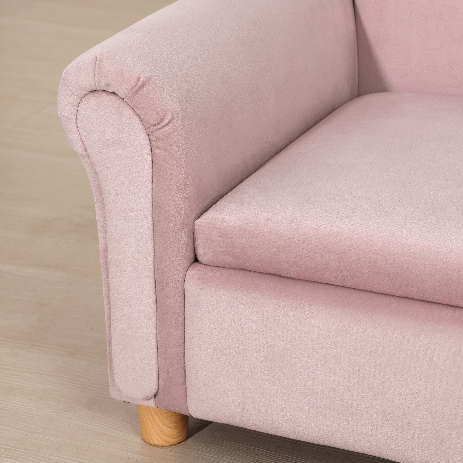 Barnesofa Oppbevaringsplass Rosa Fleece Toseter 3-5 år 84X41,5X48,5cm