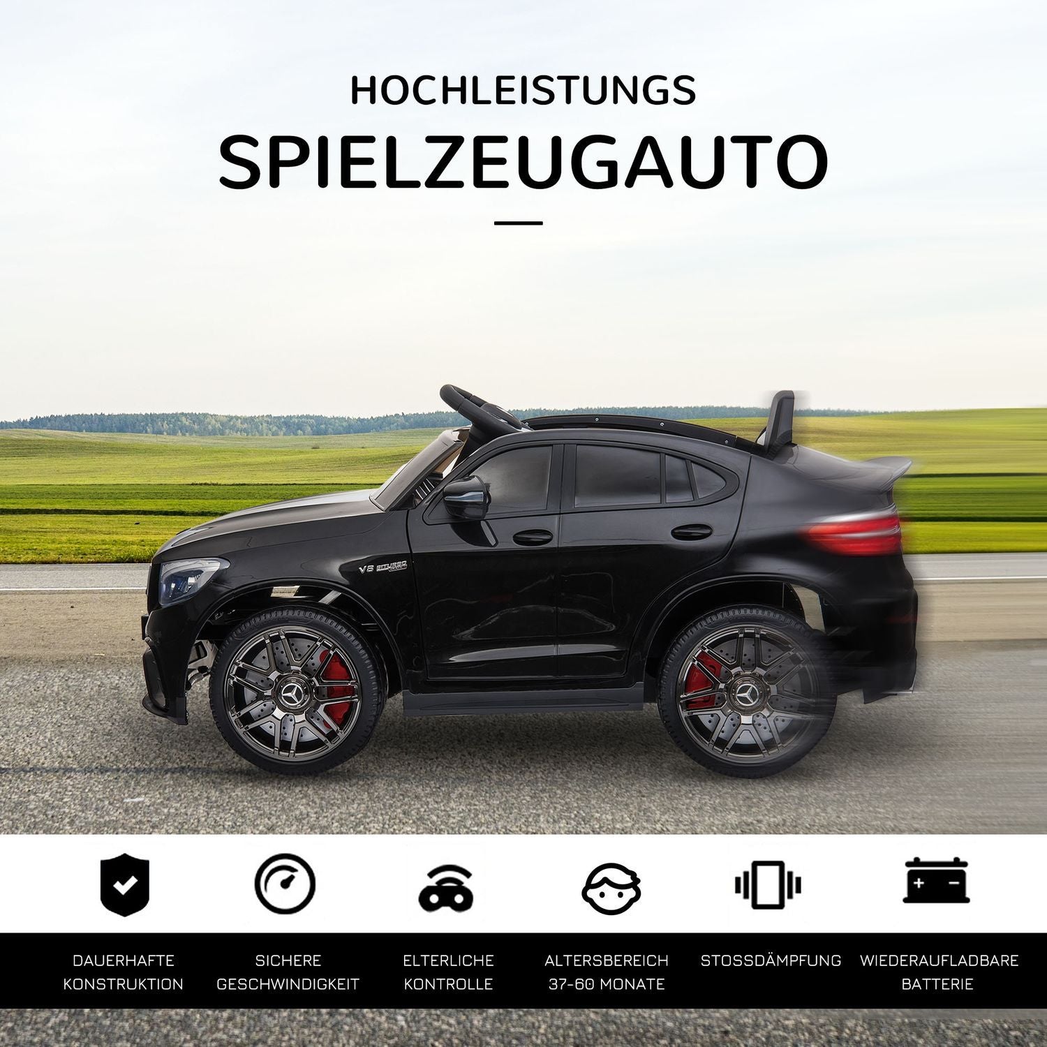 Barnekjøretøy Mercedes-Benz Amg Gla45 lisensiert elbil med fjernkontroll 2 x 35W motorer Mp3 sikkerhetsbelte 37-60 måneder svart