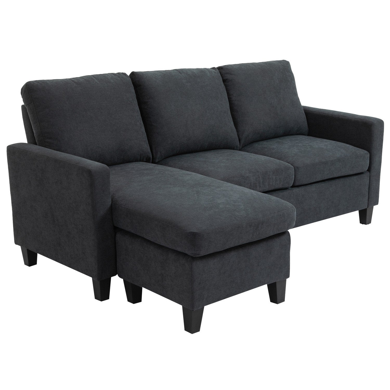 Hjørnesofa Stoff Sofa Hjørnesofa Sofasett Vendbar sjeselong L-form mørk grå 197X139X91Cm