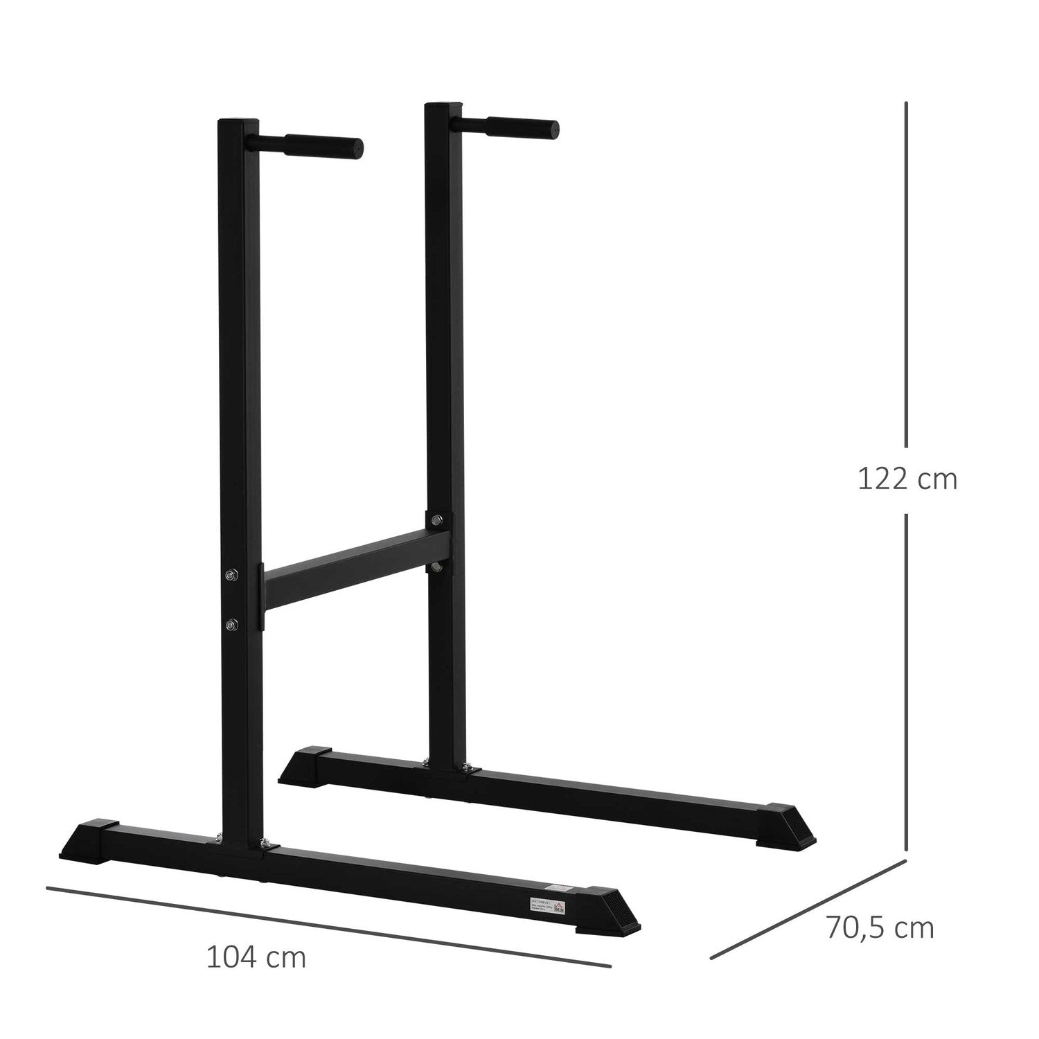 Dip-stasjon, Dip-stativ for mage- og ryggtrening, stål, svart, 104X70,5X122cm