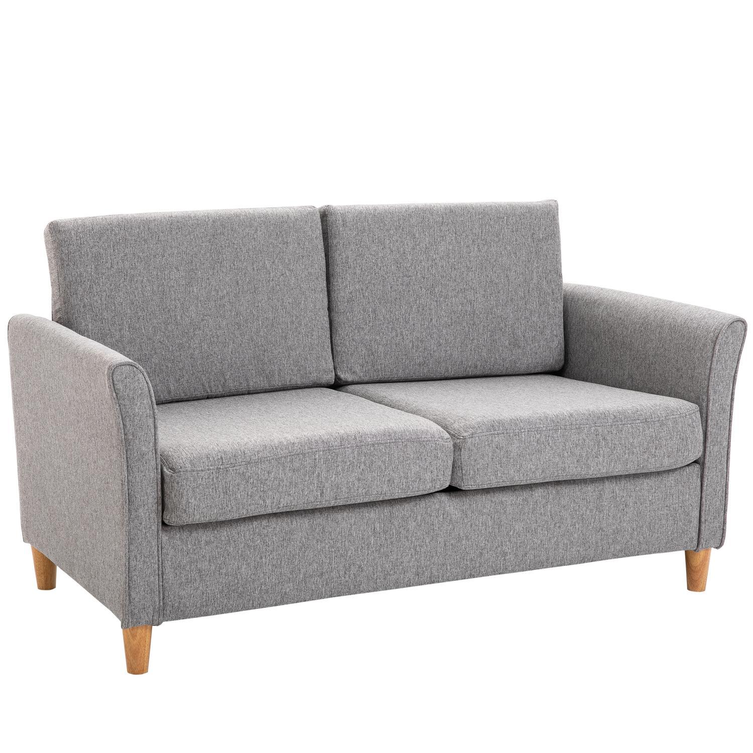 Dobbel sofa, komfortabel sofa, avtakbar med puter, lin, lys grå, 141X65X78cm