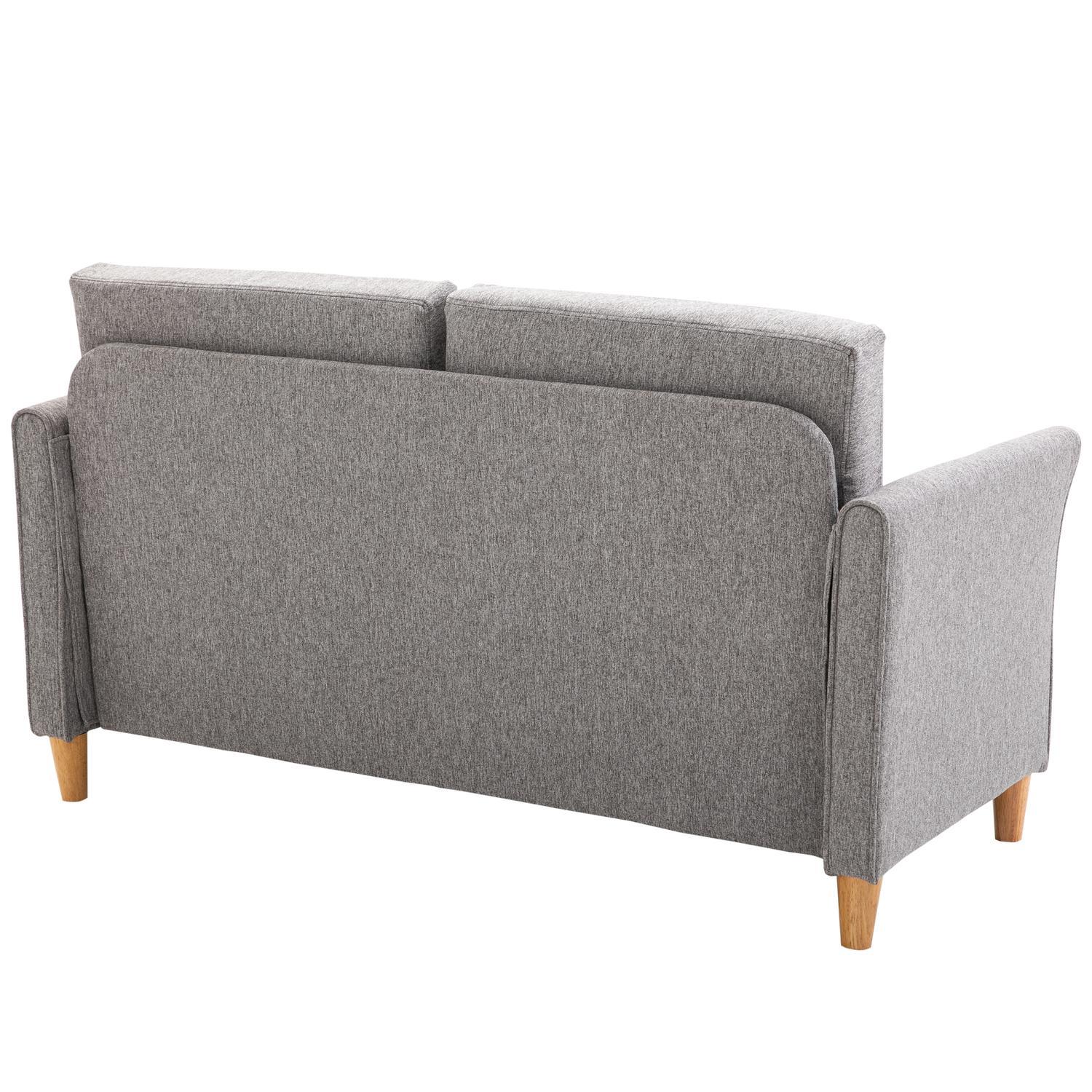 Dobbel sofa, komfortabel sofa, avtakbar med puter, lin, lys grå, 141X65X78cm