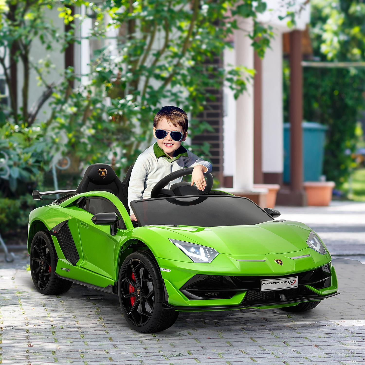 Elektrisk Lamborghini barnebil, 3-8 år, med fjernkontroll, 2 x 550 motorer, mp3/usb, lys og musikk