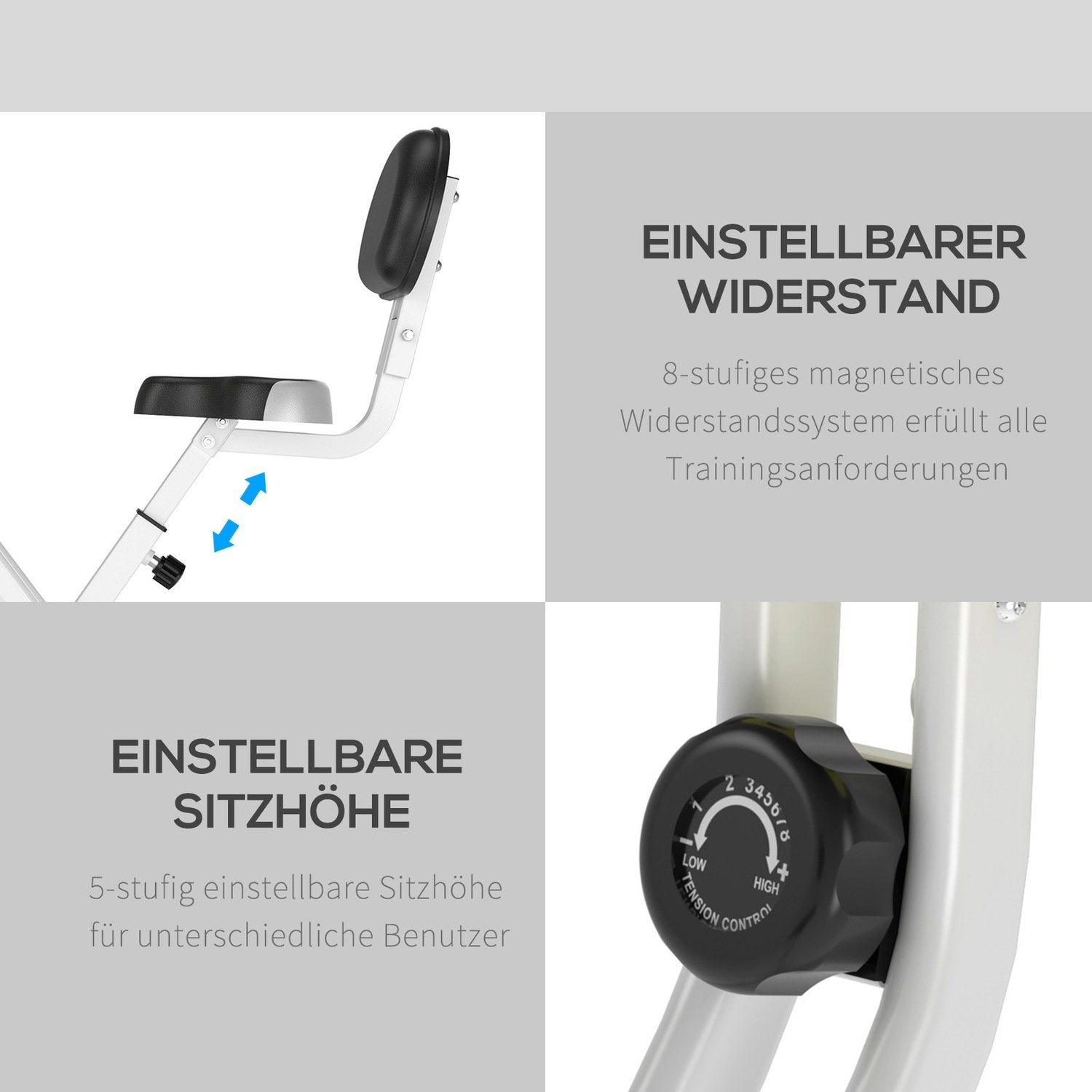 Treningssykkel F-Bike sykkeltrener med 8-nivå justerbar magnetisk motstand, høydejusterbar stål gul + hvit 43 x 97 x 109 cm