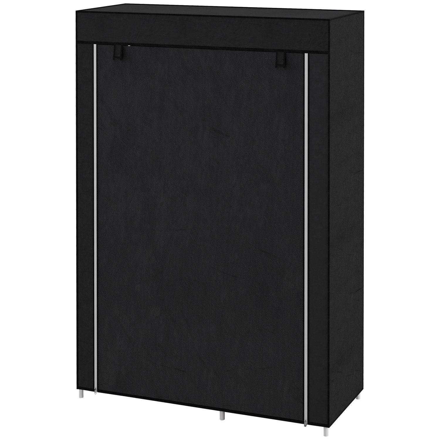 Stoffgarderobe 6 rom Sammenleggbar garderobe i fleecelook svart 103X43X162,5 cm