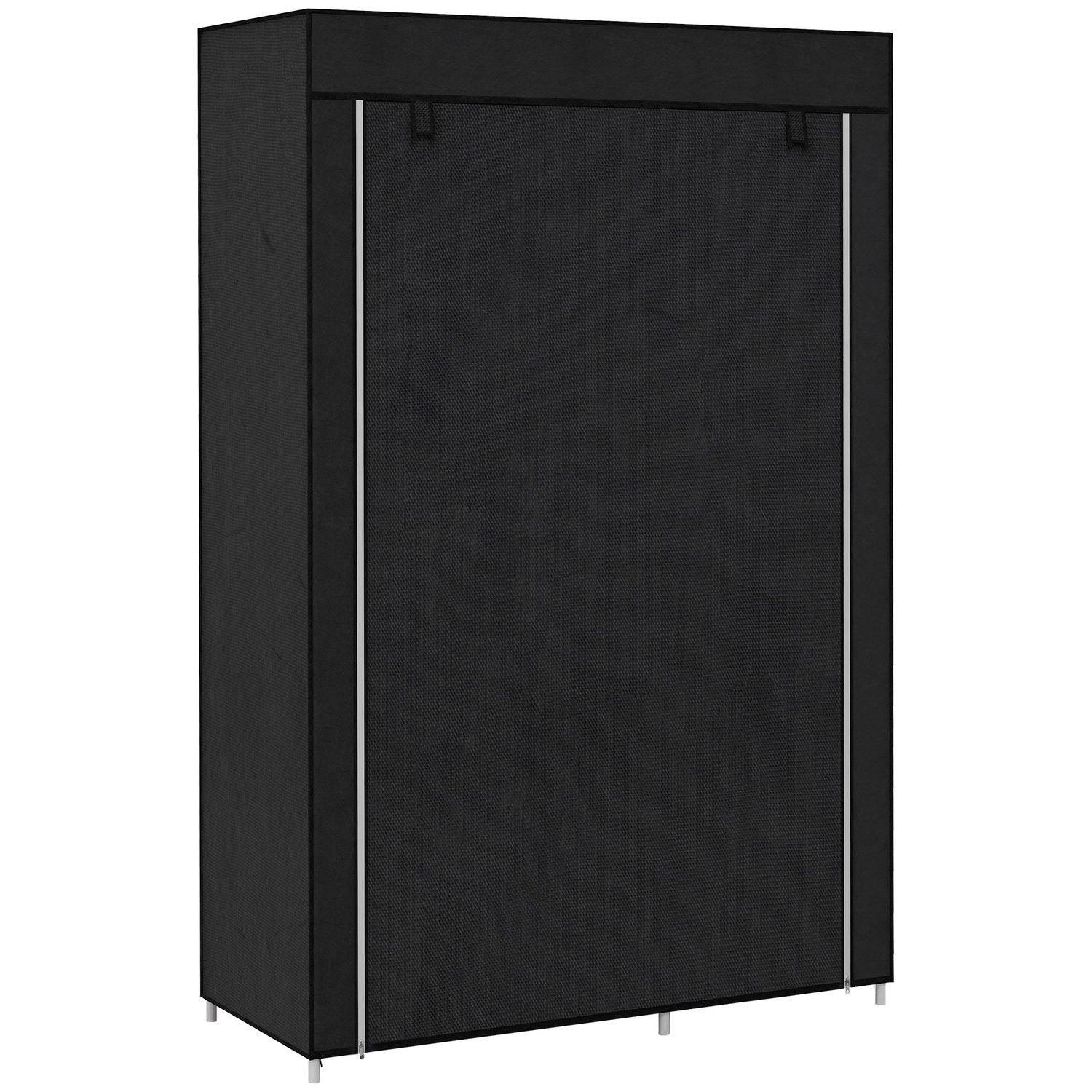 Stoffgarderobe 6 rom Sammenleggbar garderobe i fleecelook svart 103X43X162,5 cm