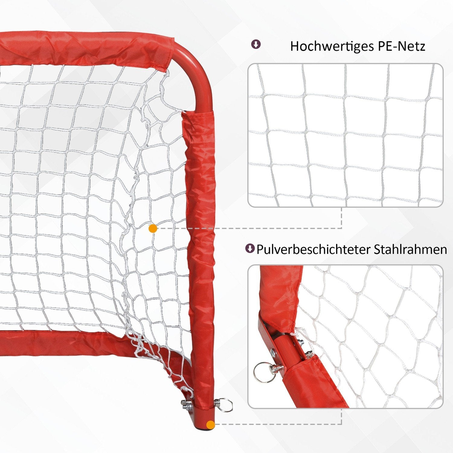 Fotballmålsett med 2 minimål, sammenleggbart laget av stål (Q195) og Tetrolon, rødt, 90X36X60 Cm