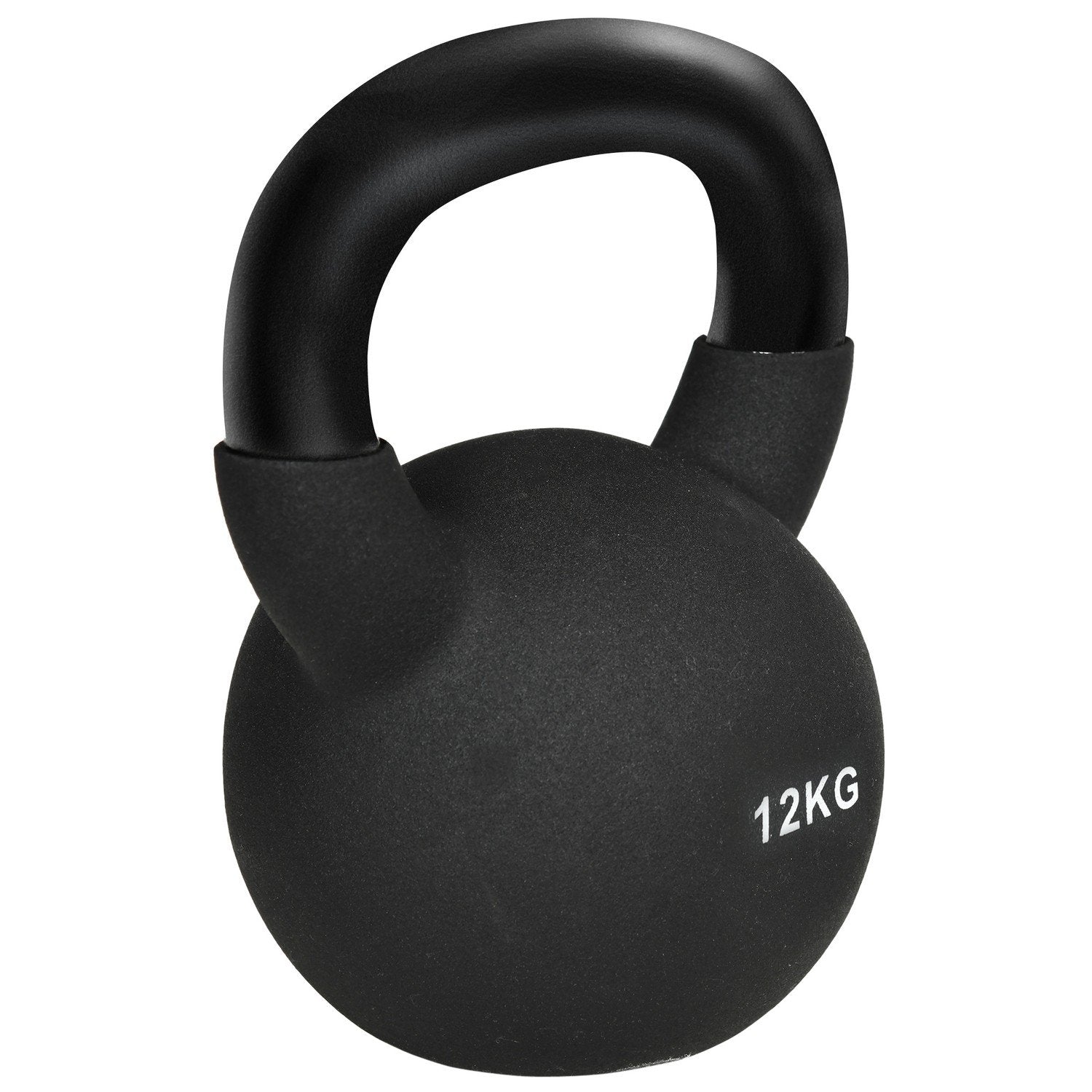 Kettlebell Gjutjärn Neoprenbeläggning Golvvänlig Svänghantel Svart 12 Kg