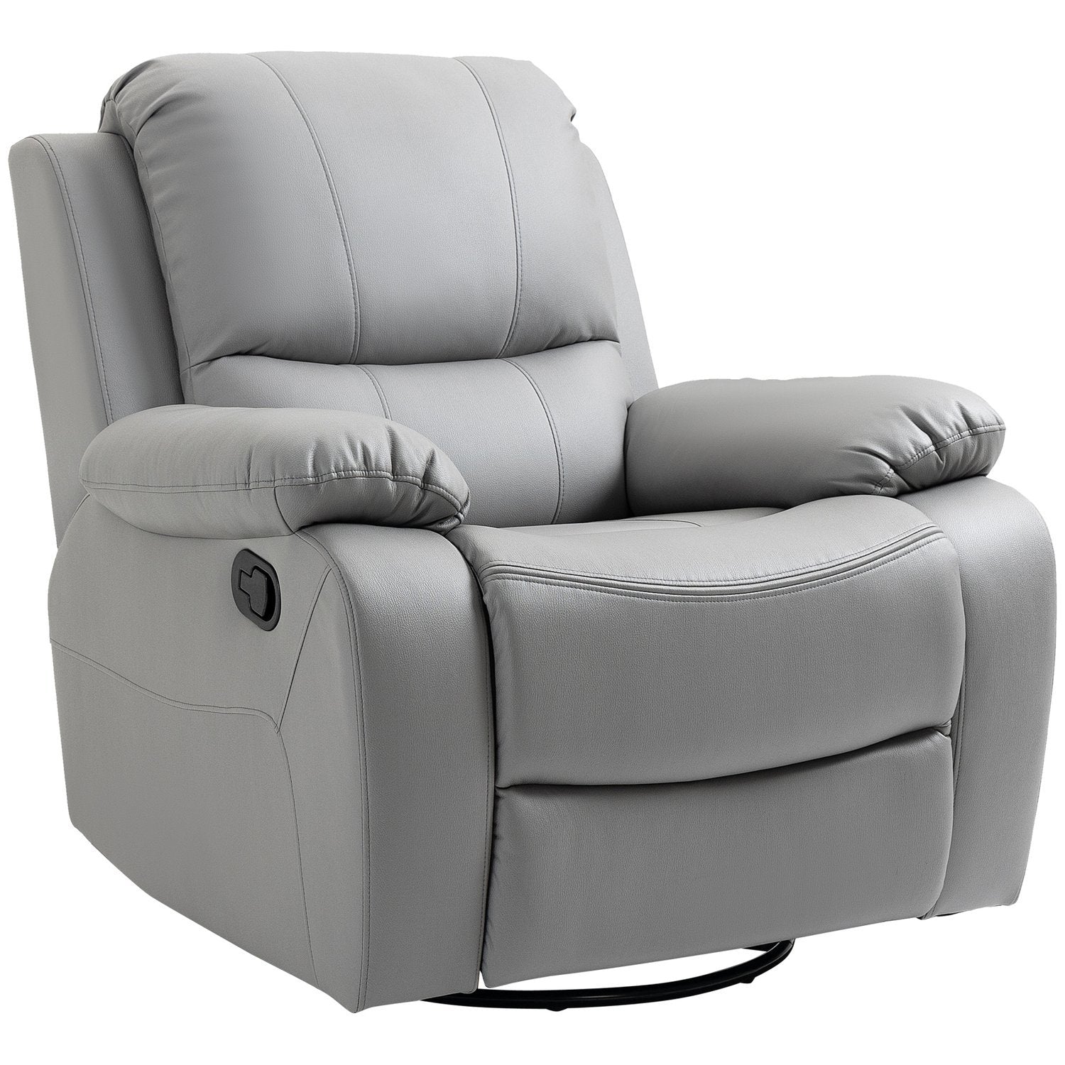 Relax Chair 135° vippbar, roterende TV-stol med fotstøtte, polyester, grå, opptil 150 kg, 72x71x60 cm