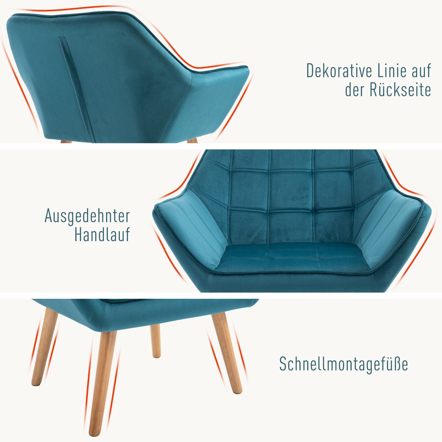 Enkel lenestol Wing Chair Relax-stol, fløyel, hevede ben, fløyelslignende polyester, skandinavisk, grønn, 64X62X72,5 cm