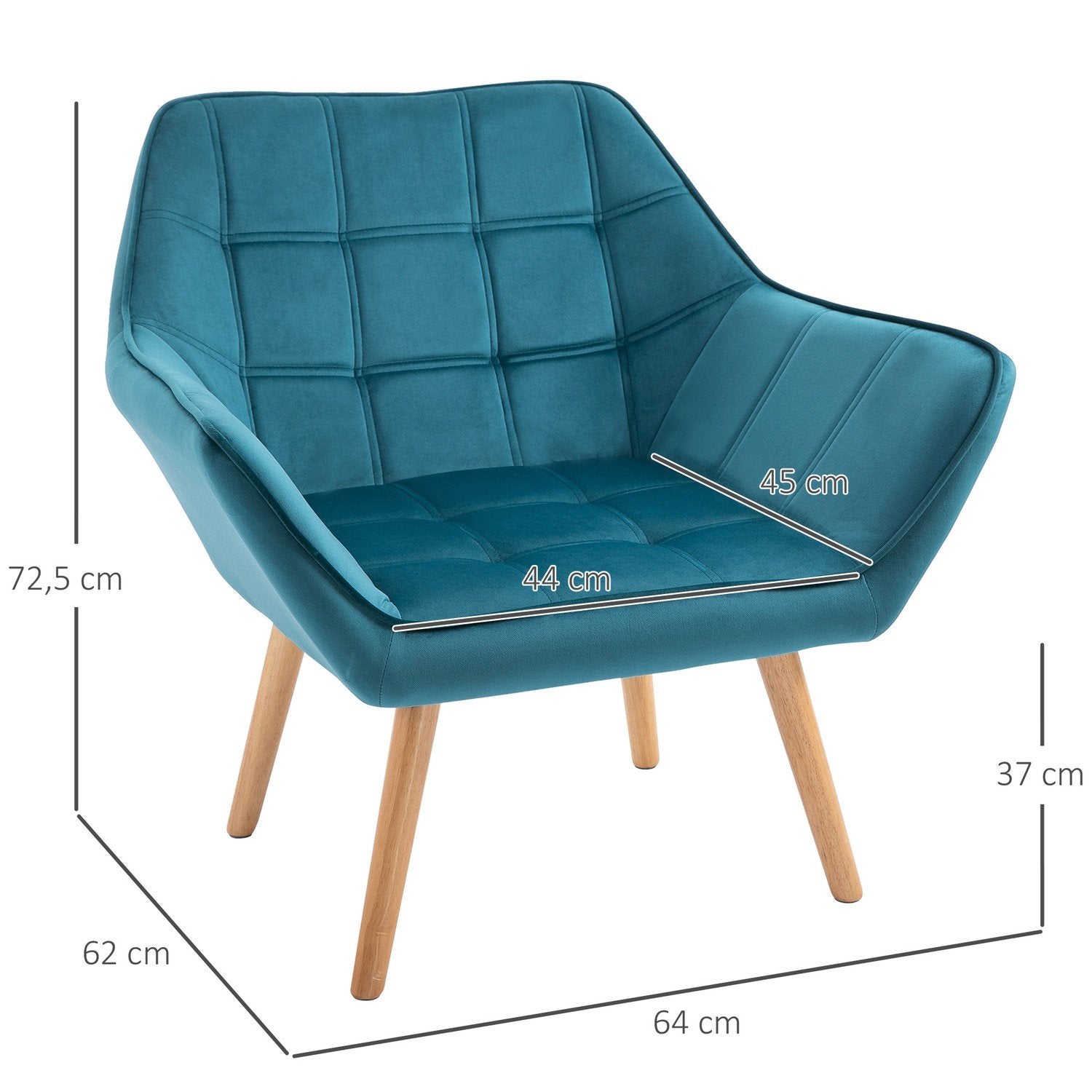 Enkel lenestol Wing Chair Relax-stol, fløyel, hevede ben, fløyelslignende polyester, skandinavisk, grønn, 64X62X72,5 cm