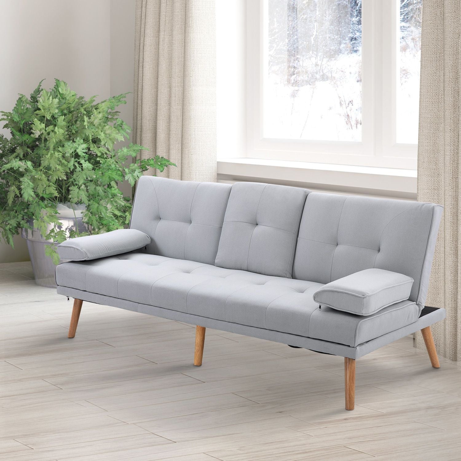 Bäddsoffa Bekväm Bäddsoffa, 3-Sits, Bäddsoffa, Linne, Ljusgrå, 181X77X72Cm