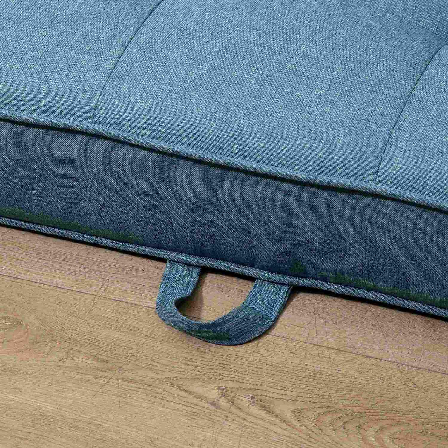 Sovesofa Sammenleggbar sofa 2-seters sovesofa i stoff med sovefunksjon Sofasett Lin Touch Gummi Tre Blå 147,5 X 75 X 85 Cm