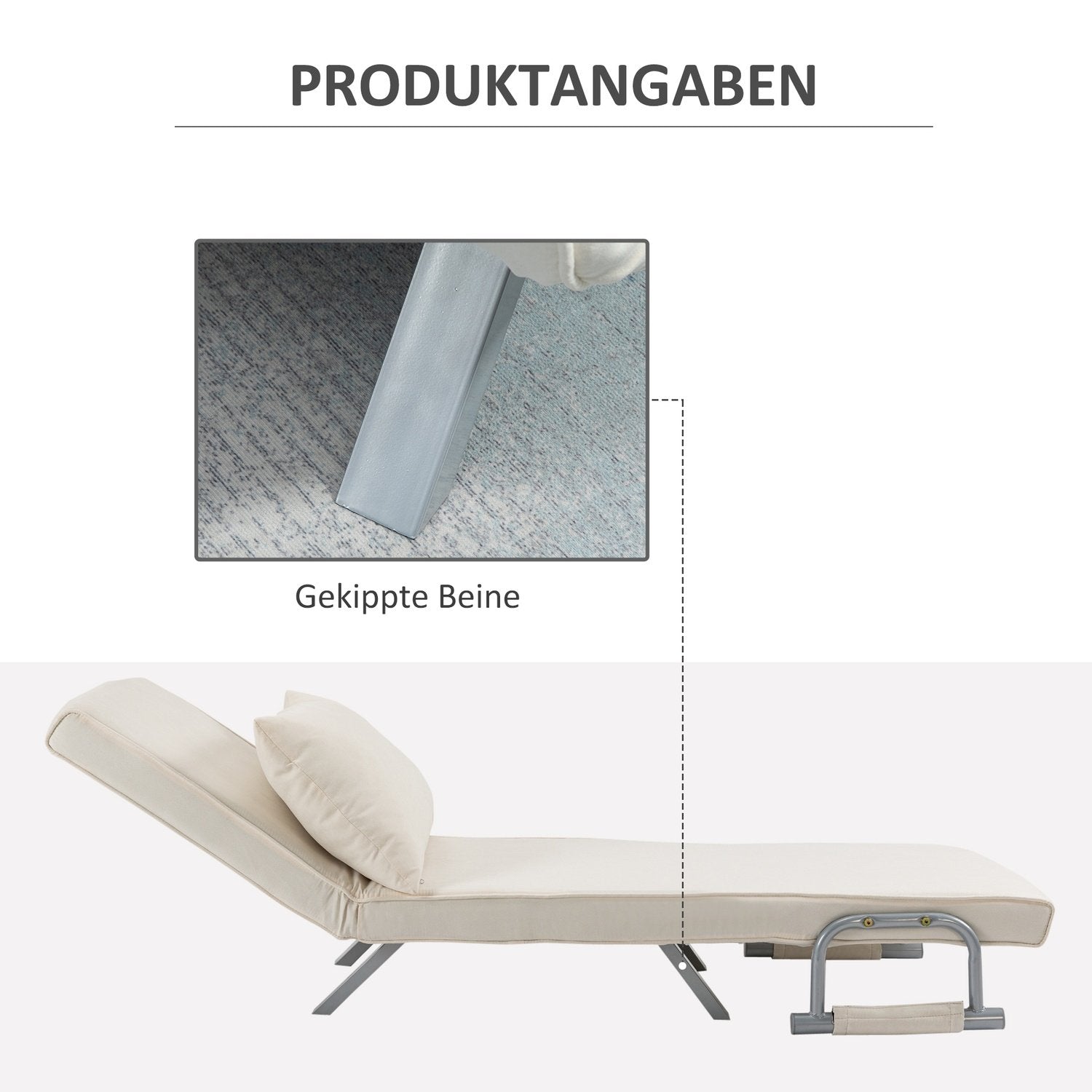 Sovesofa med armlener 3-i-1 Sovesofa Gjesteseng Sammenleggbar madrass Sammenleggbar sjeselong Multifunksjonell Polyesterkrem 65 X 69 X 80 Cm