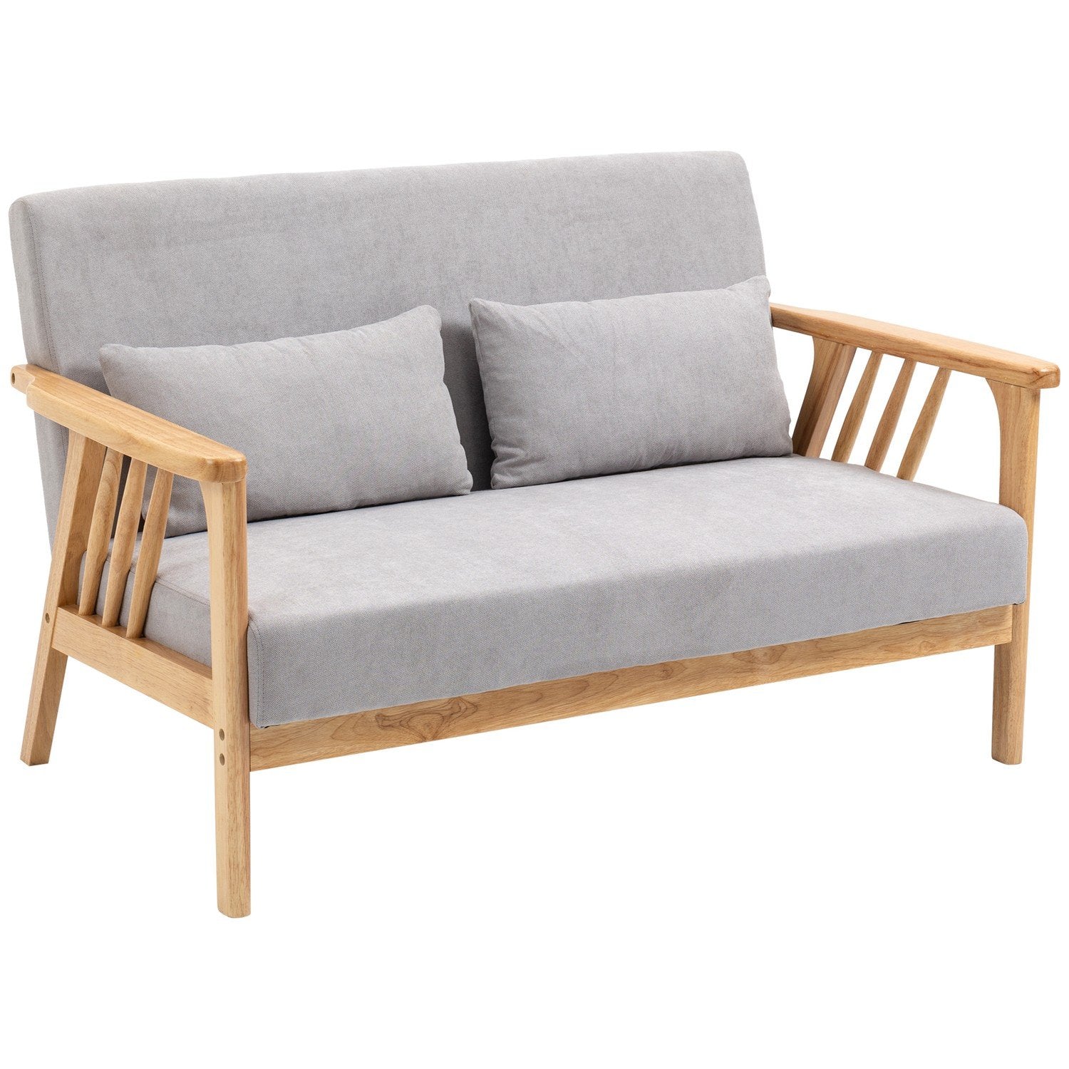 Tvåsitssoffa, Dubbelsoffa Med Armstöd, Loveseat Med Sammetslook, Kudde, Stoppad Soffa, Bärförmåga Upp Till 200 Kg, Grå, 130 X 75 X 78 Cm