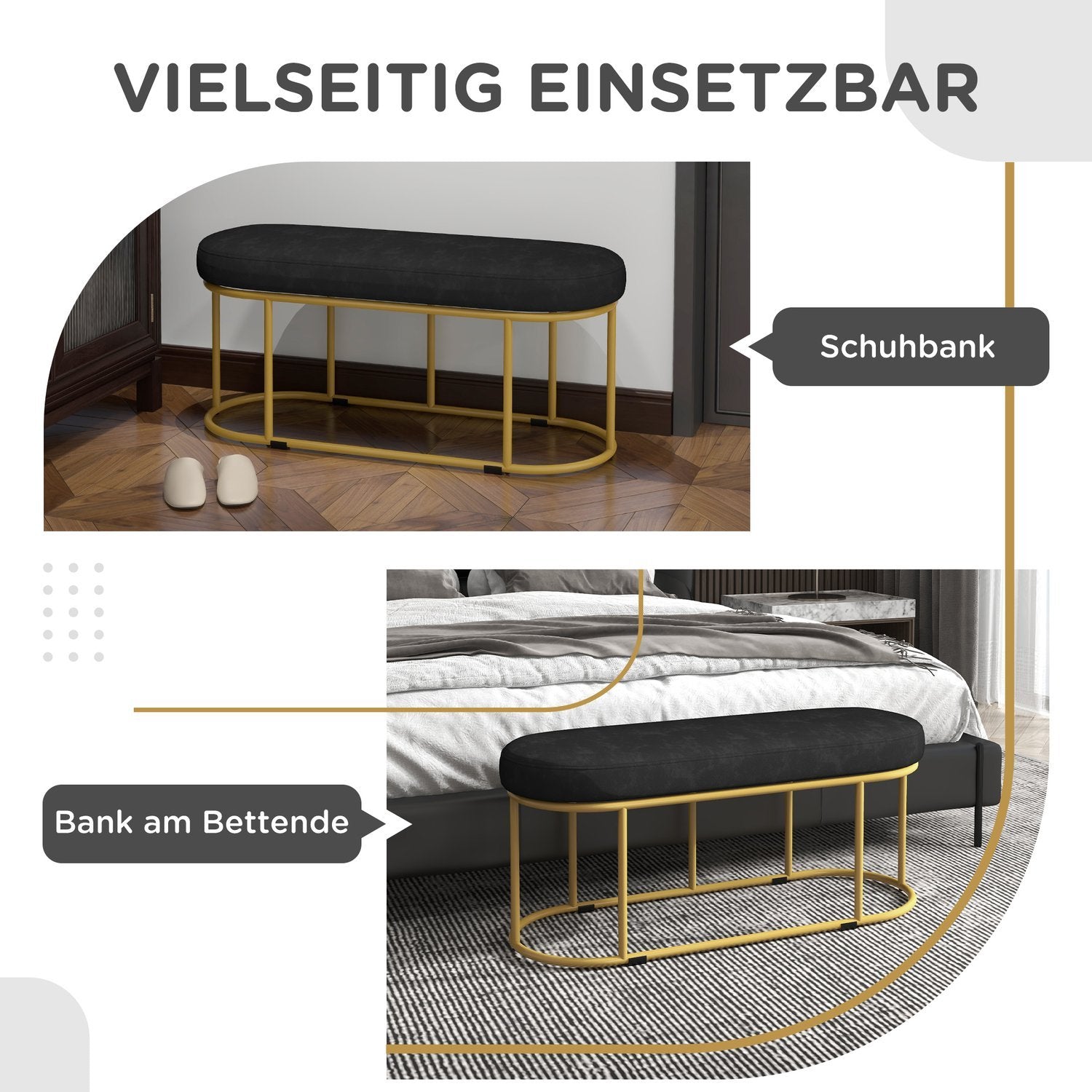 Polstret benk med fløyelslook, sengebenk, sminkebenk, hall for stue, opptil 200 kg, stål, blå