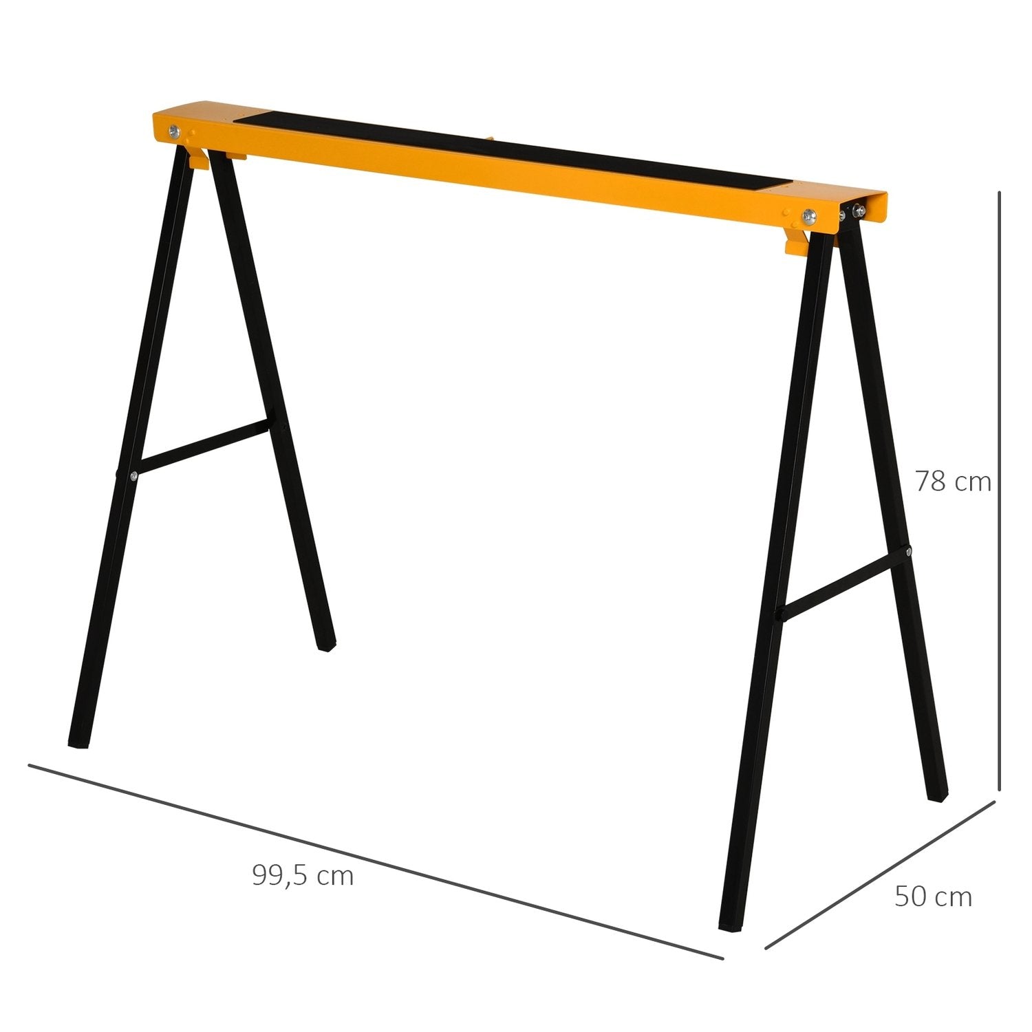 Arbetsbock, Såghäst, Domkraft, Hopfällbar, Halkfri, Stål, Orange, Svart, 99,5 X 50 X 78 Cm, Lastkapacitet 125 Kg