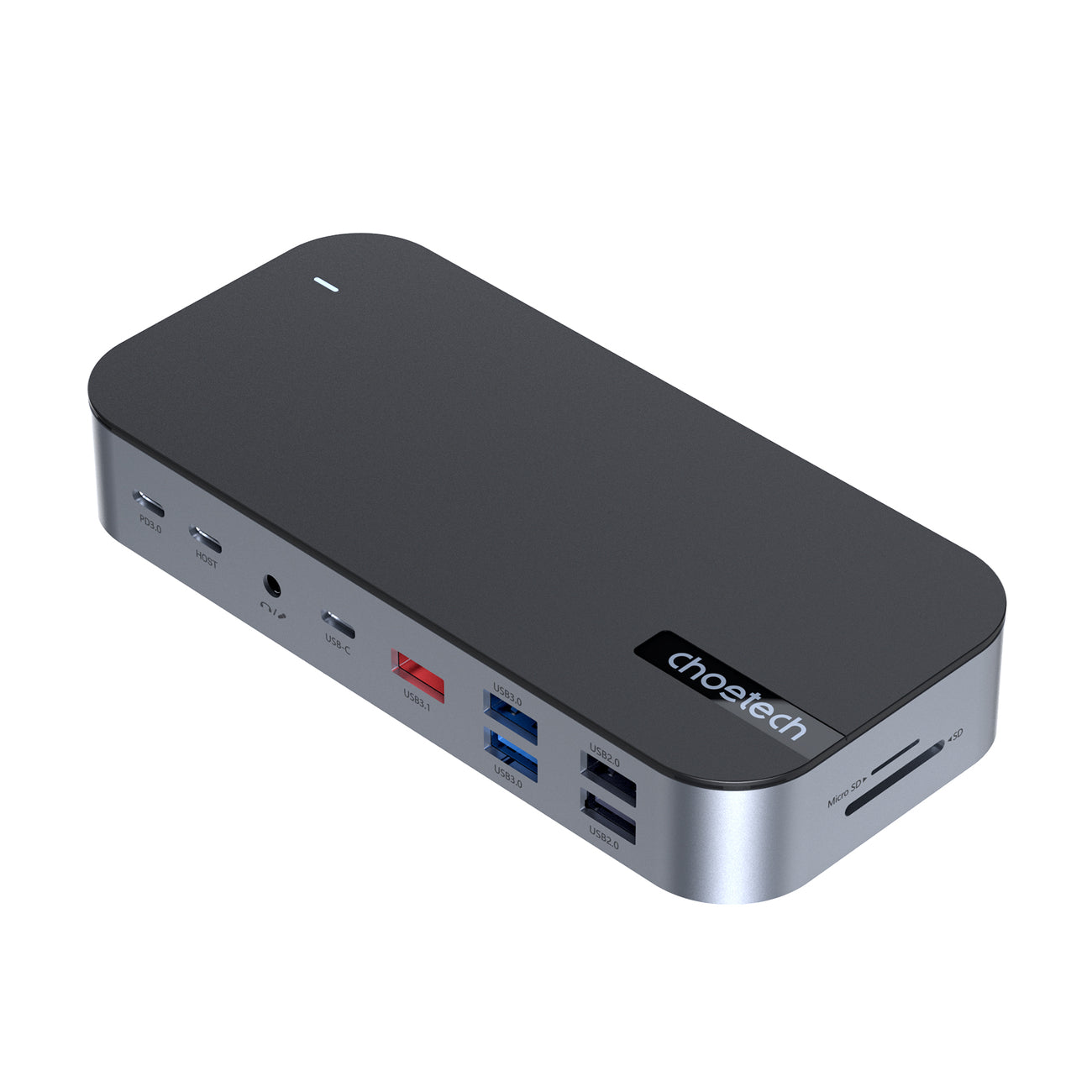 HUB Adapter M52 USB-C USB-A HDMI VGA DP SD TF RJ45 Aux PD Grå
