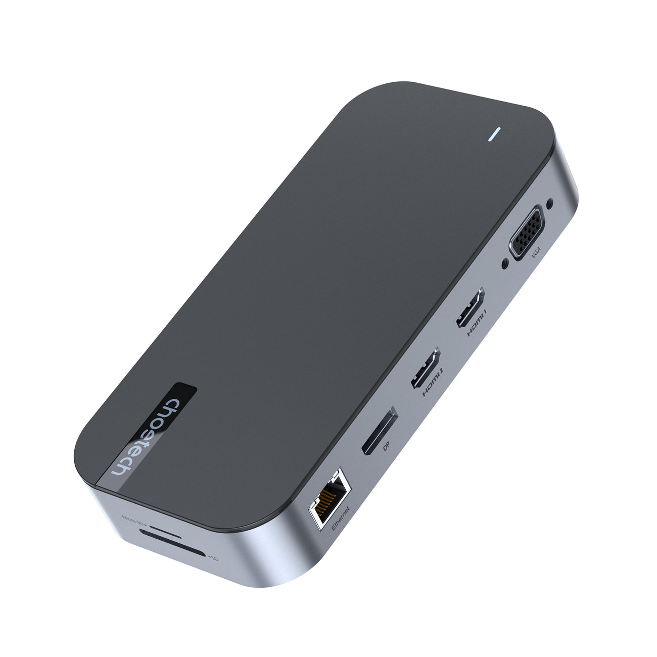 HUB Adapter M52 USB-C USB-A HDMI VGA DP SD TF RJ45 Aux PD Grå