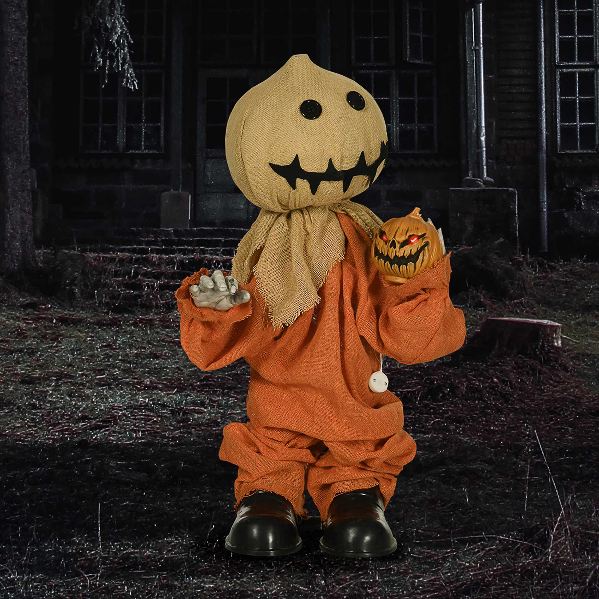 Halloween Fågelskrämma Dekoration, Ljud- och Beröringsaktiverad, 77 cm