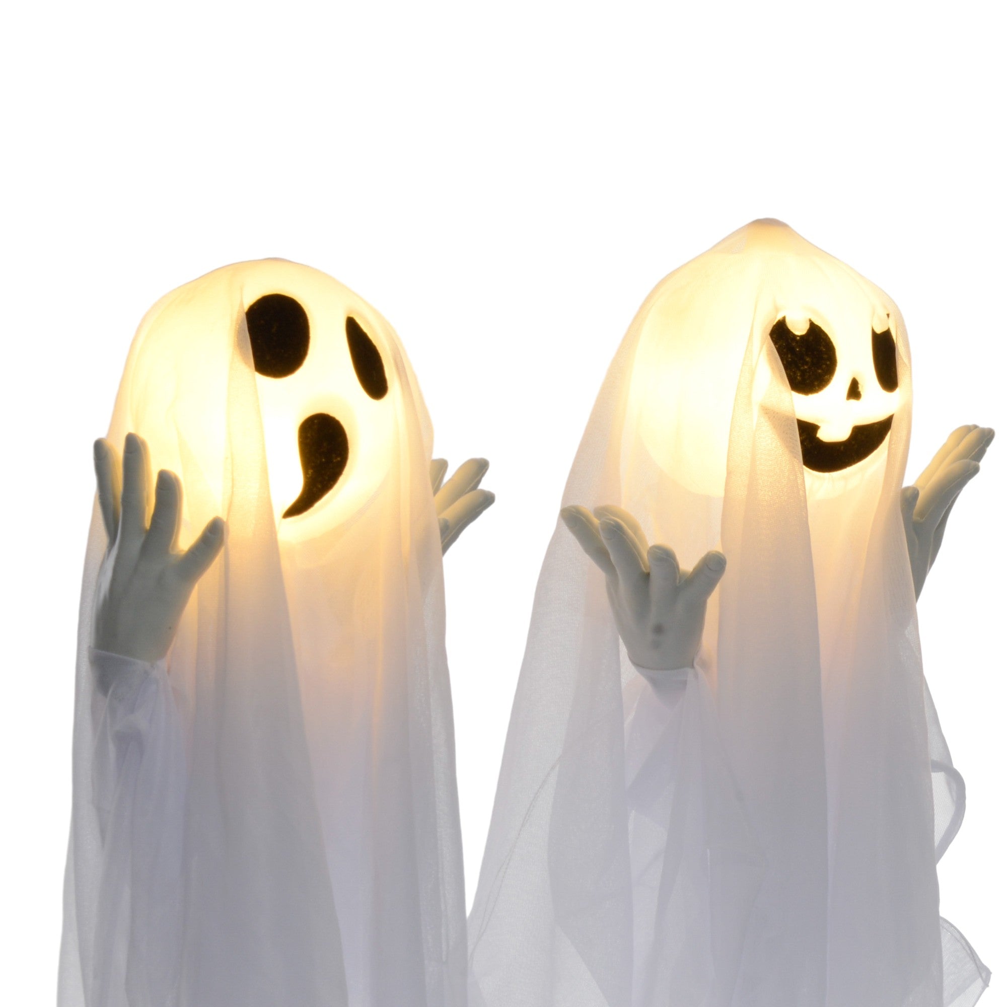 Halloweendekoration – 3 lysande spöken, rörelsesensor, 54x10x60 cm