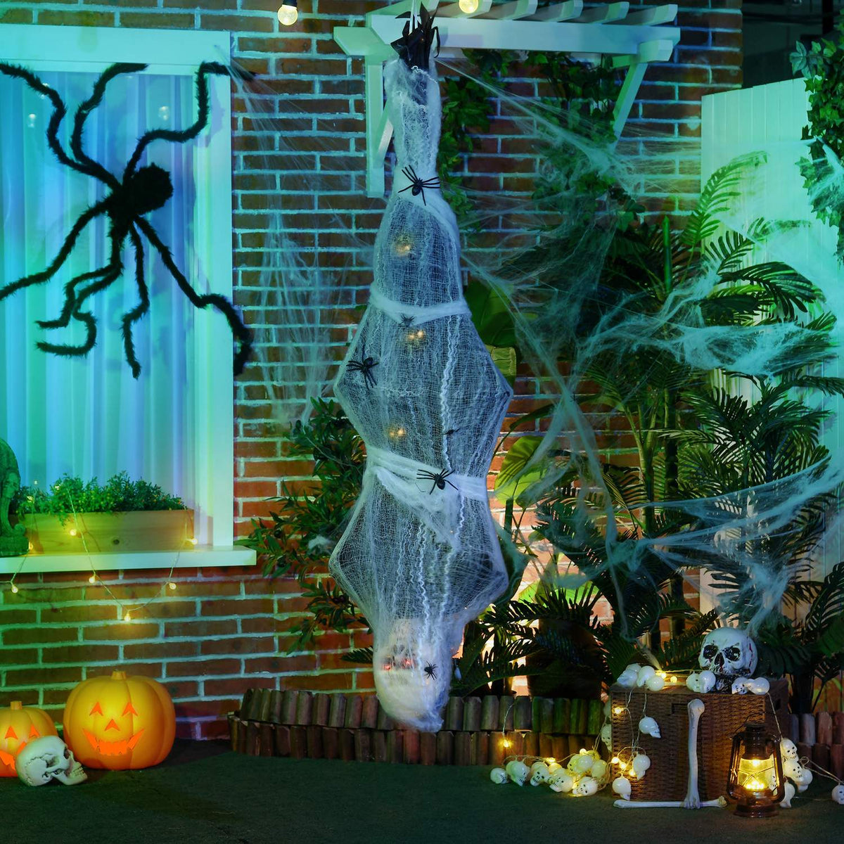 Halloween hängande mammaskelett med glödande ögon, 170cm