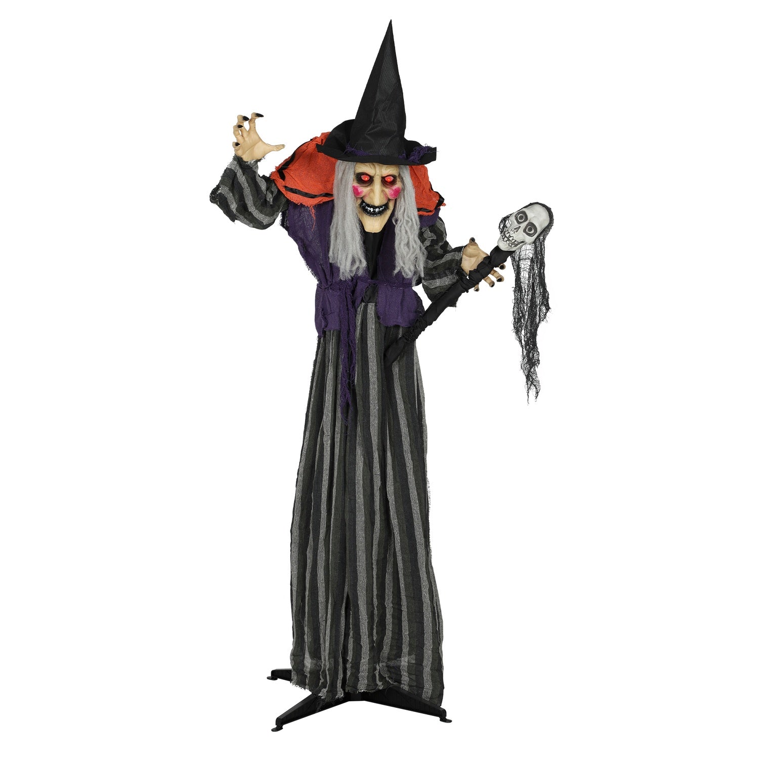 Halloween-häxdekoration, 160 cm, LED-lampor, ljud