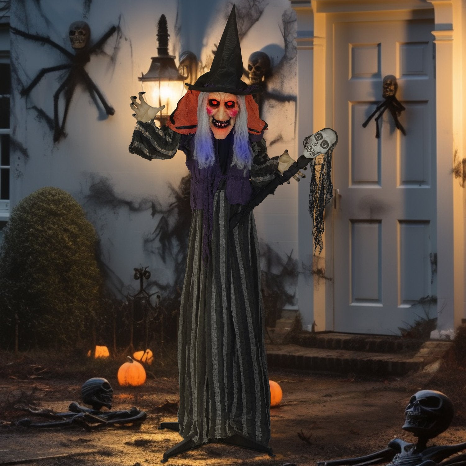 Halloween-häxdekoration, 160 cm, LED-lampor, ljud