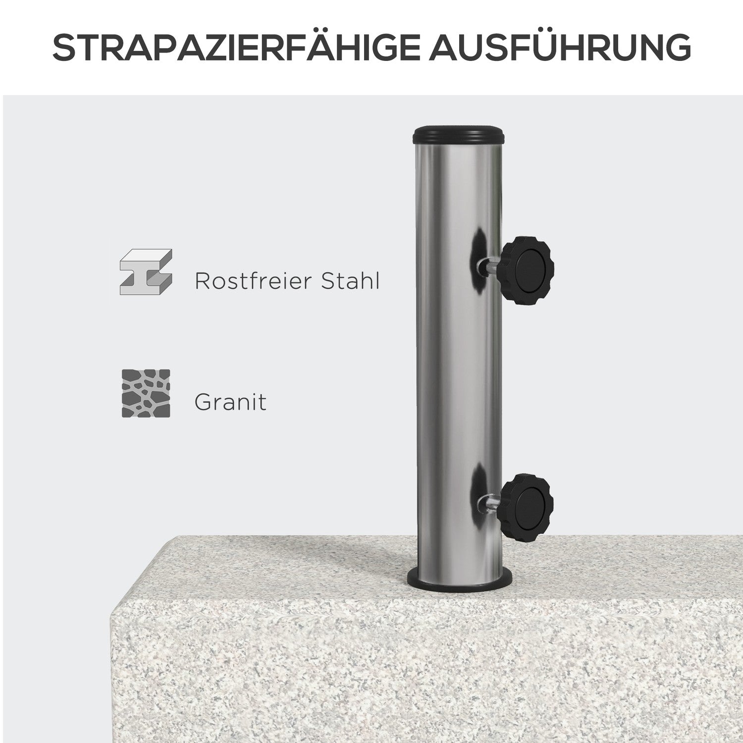 Halvrunda parasollbas, granit, 25 kg, passar 32-48 mm stolpar
