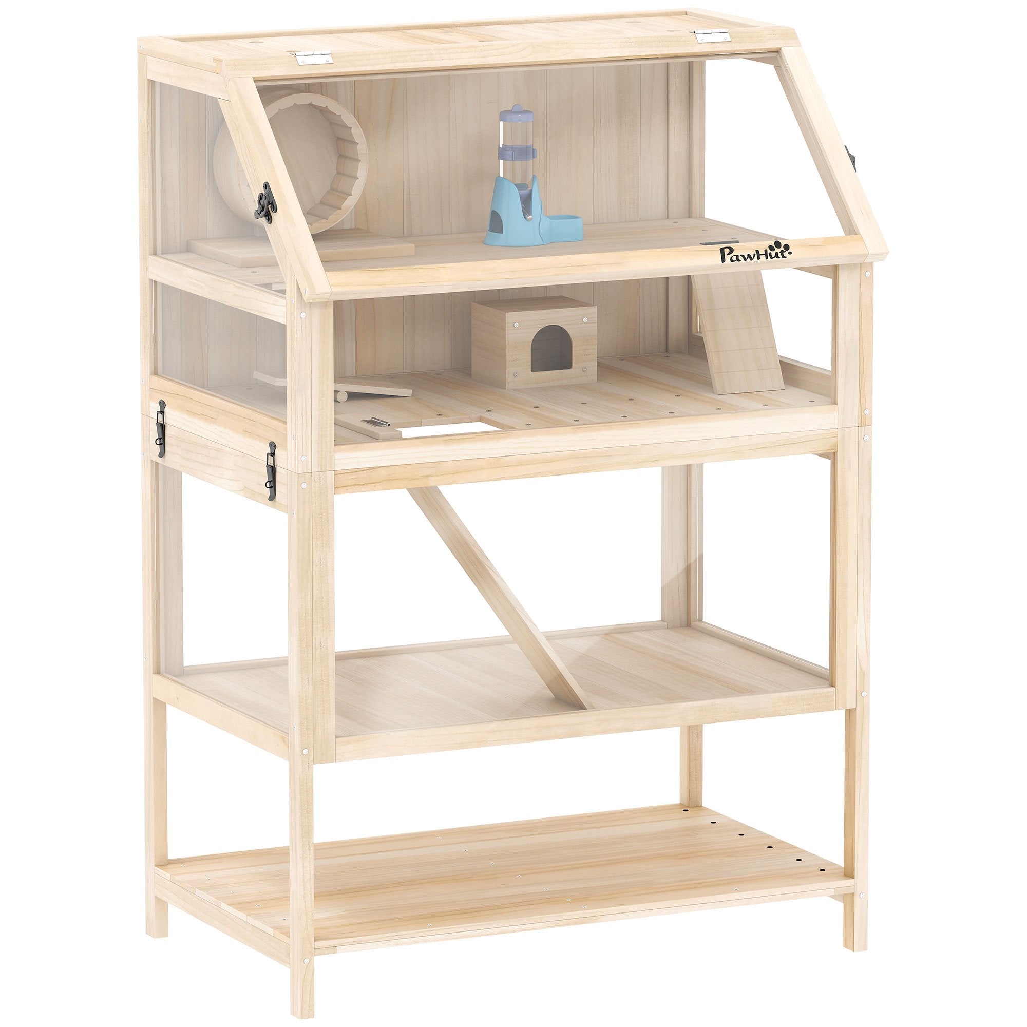 Hamsterbur med 3 nivåer, tillbehör, lätt att rengöra
