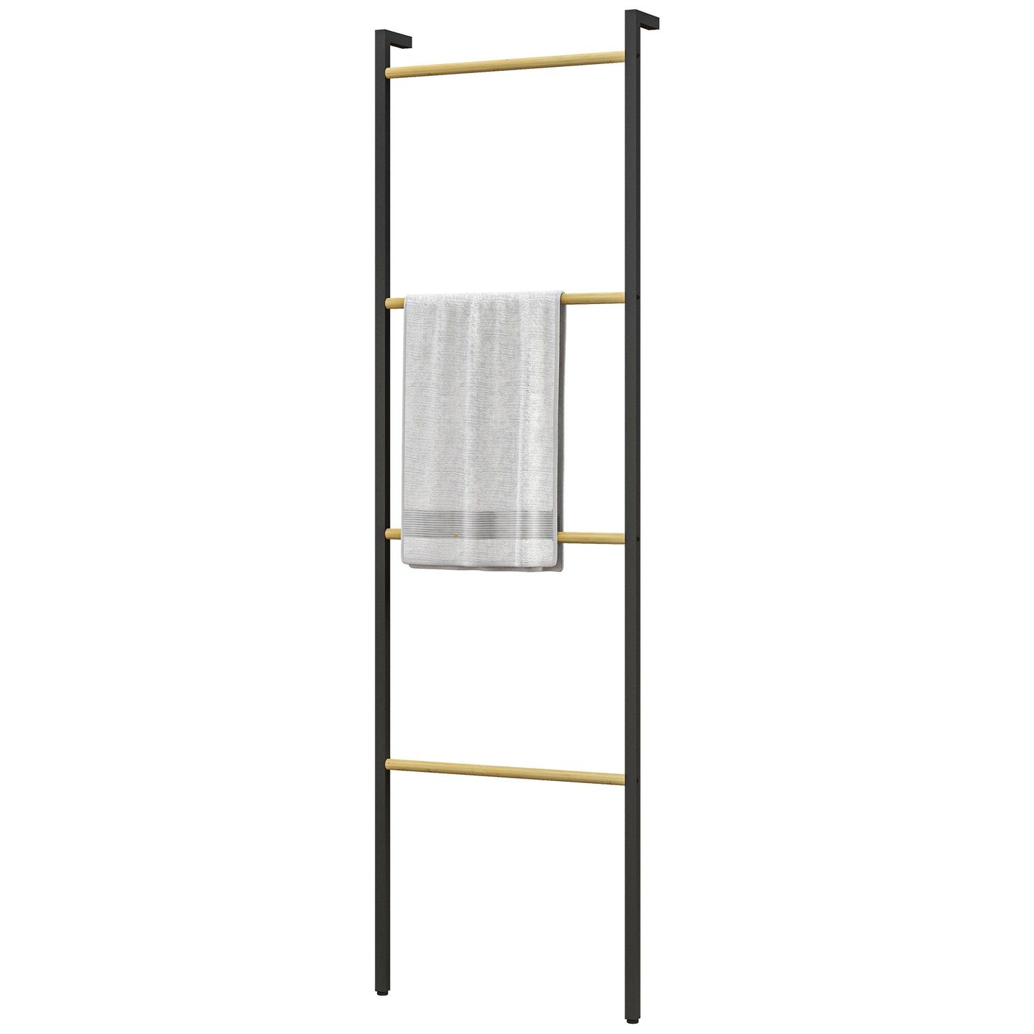 Handduksstegeställ, 4-stångsstål, utrymmesbesparande svart 49x167,5 cm