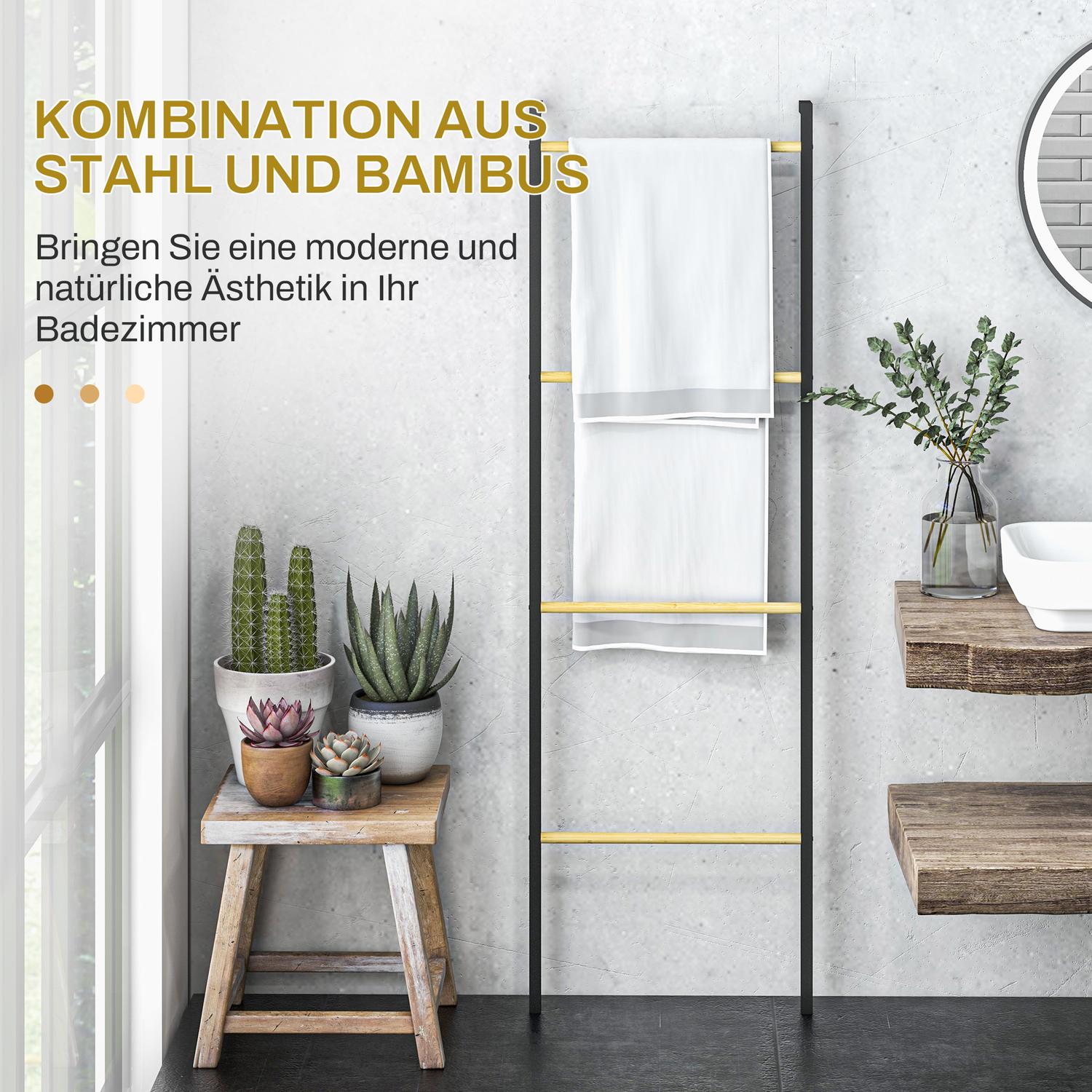 Handduksstegeställ, 4-stångsstål, utrymmesbesparande svart 49x167,5 cm