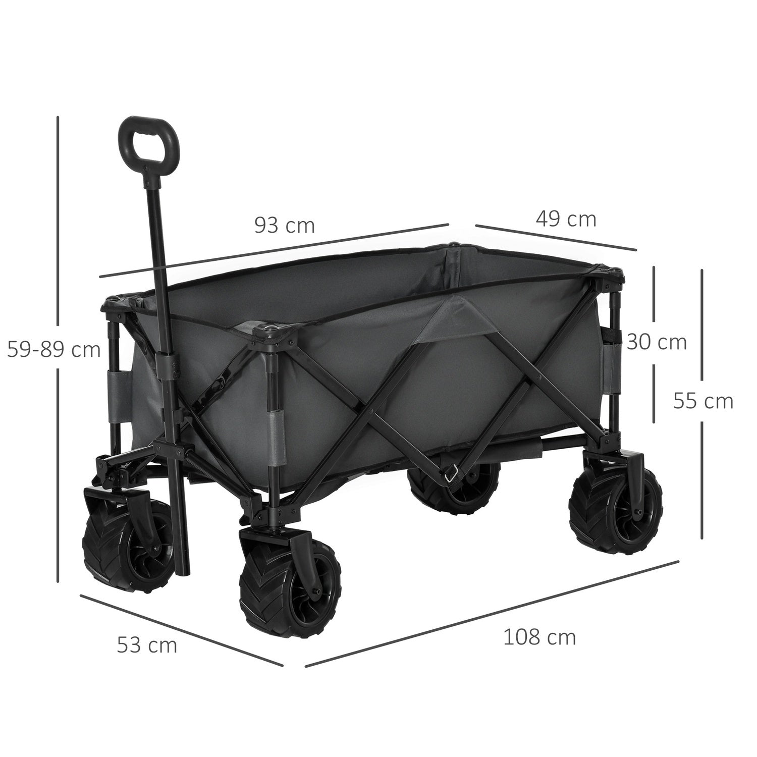 Hopfällbar trädgårdsvagn med 360° vridbar, 20 kg kapacitet