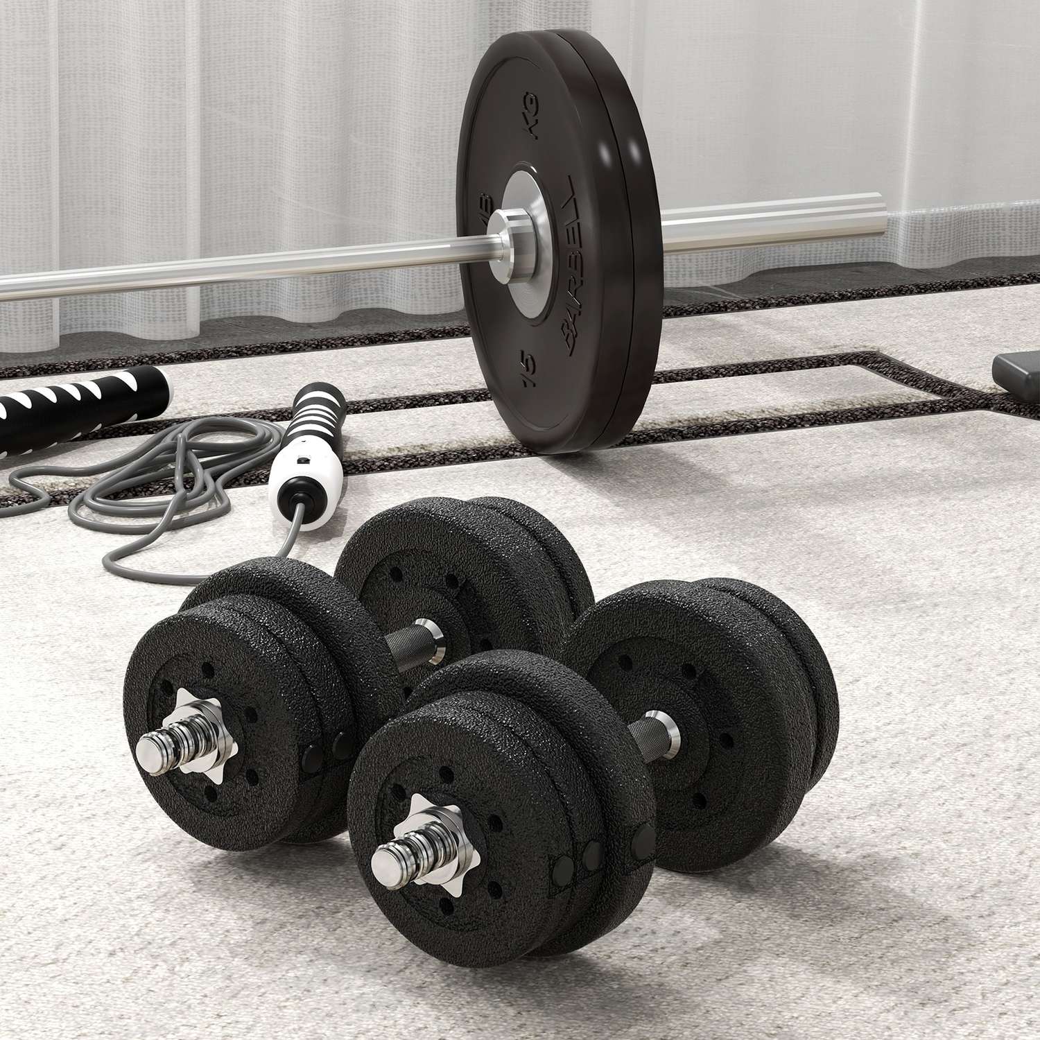Hantelset 25KG hantelset med viktskivor för hemmakontoret gym stål konstläder svart