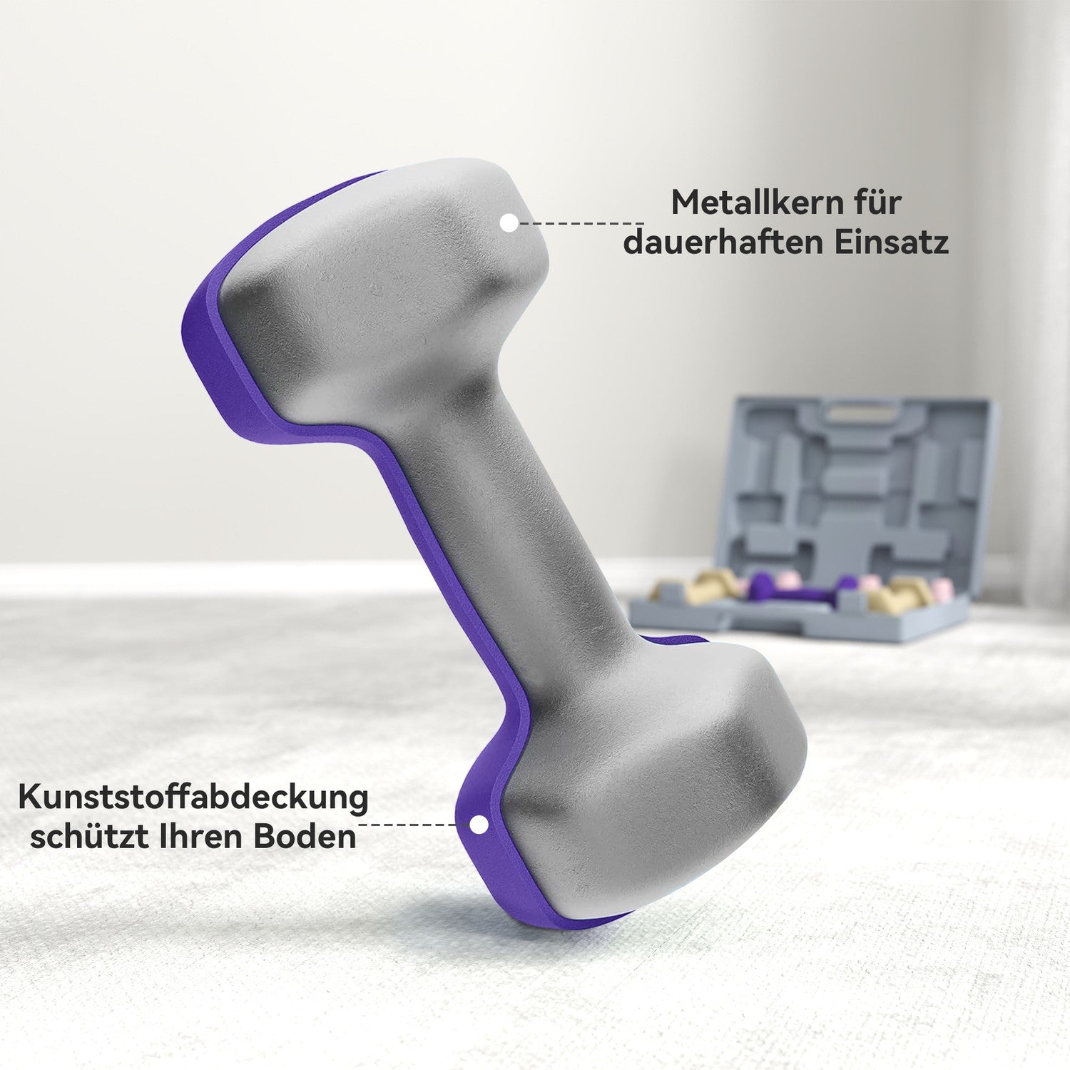 Hantelset, 6-delade stålvikter med fodral, 1 kg-3 kg