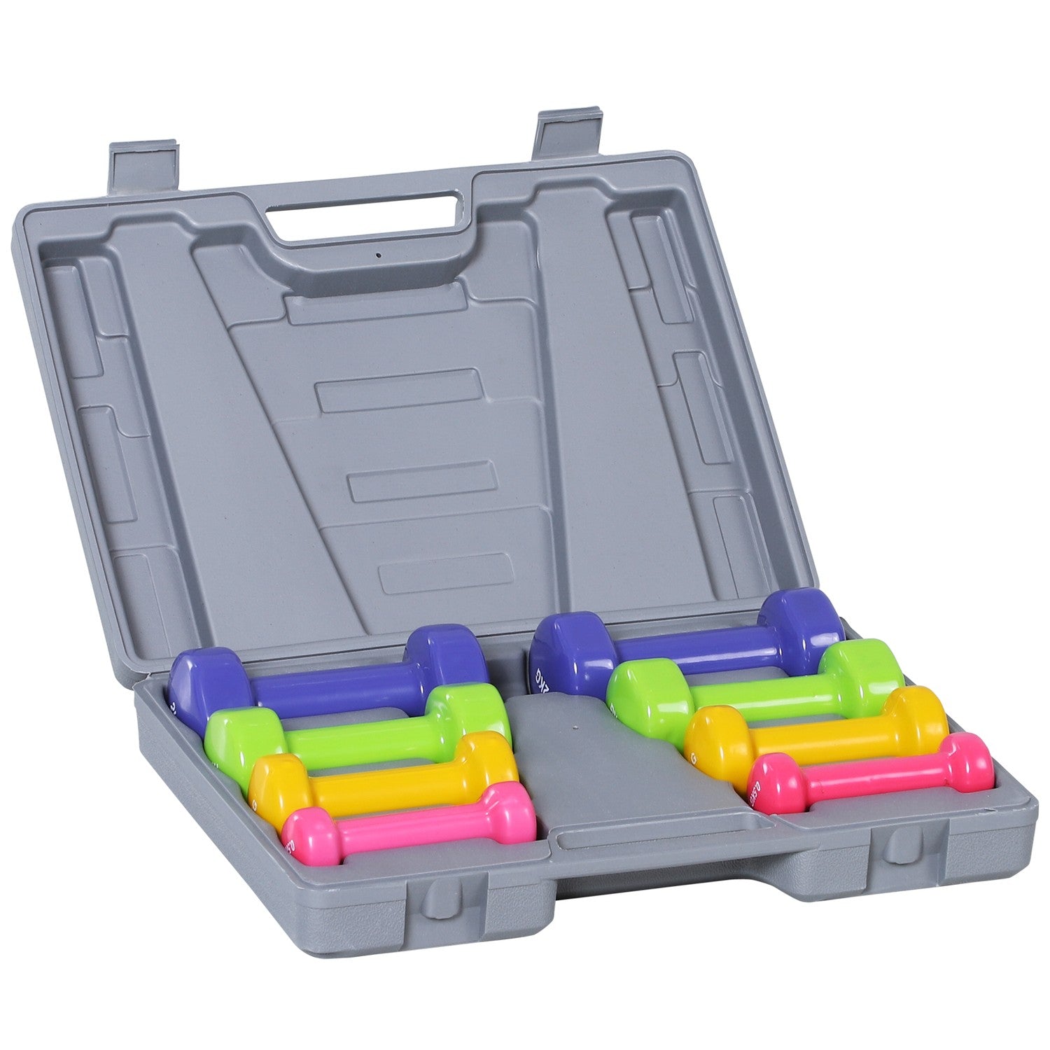 Portabelt hantelset med fodral, 4 par, 1-2 kg